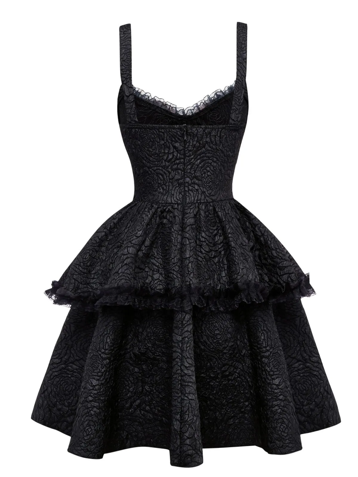 Black 1950s Gothic Lace Panel Bow Tie Lace-up Dress sold by Retro Stage product image thumbnail 2