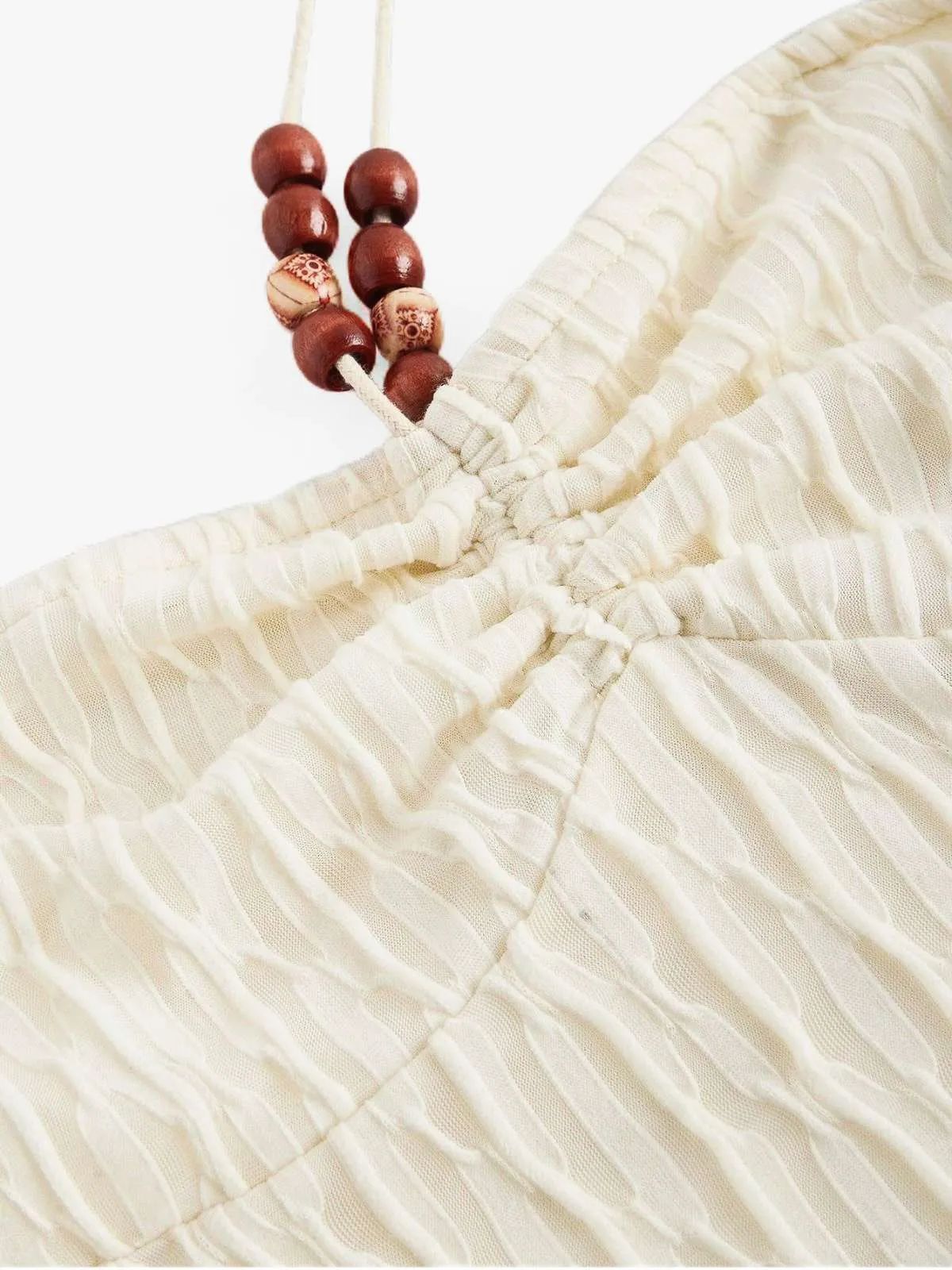 Beige 1940s Beaded Ruched Halter Waist Romper sold by Retro Stage product image thumbnail 3