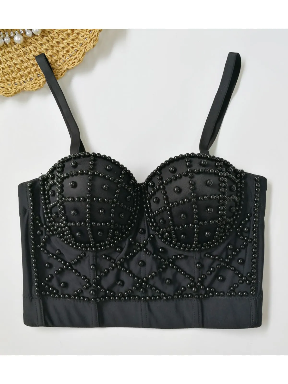 1980s Pearl Solid Fishbone Camisole Corset sold by Retro Stage