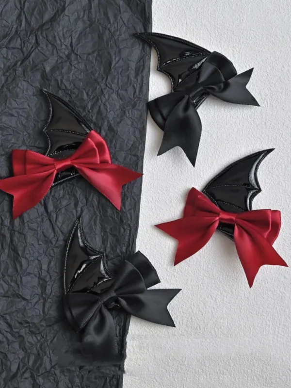 Vintage Gothic Bow Leather Hair Clip sold by Retro Stage