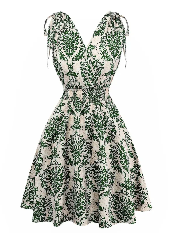 1970s Boho Style Lace-Up V-Neck Dress sold by Retro Stage