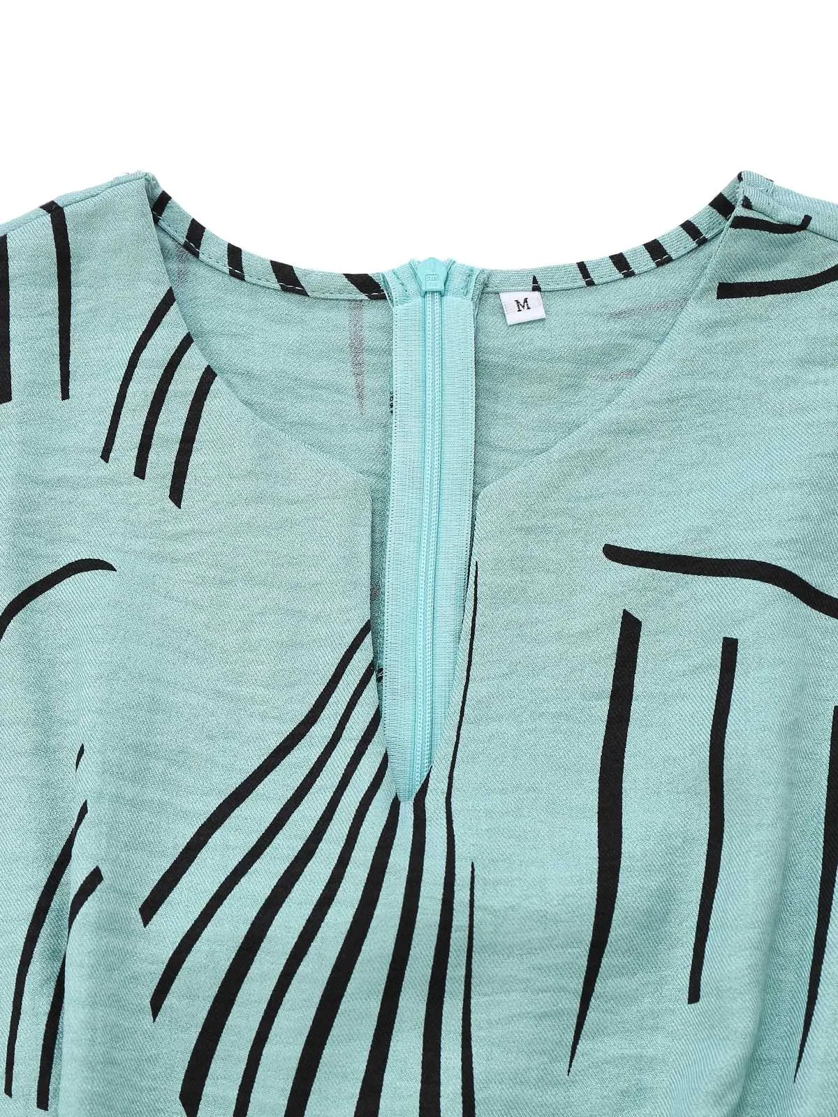 1970s V-Neck Abstract Line Wide-Leg Jumpsuit sold by Retro Stage product image thumbnail 3