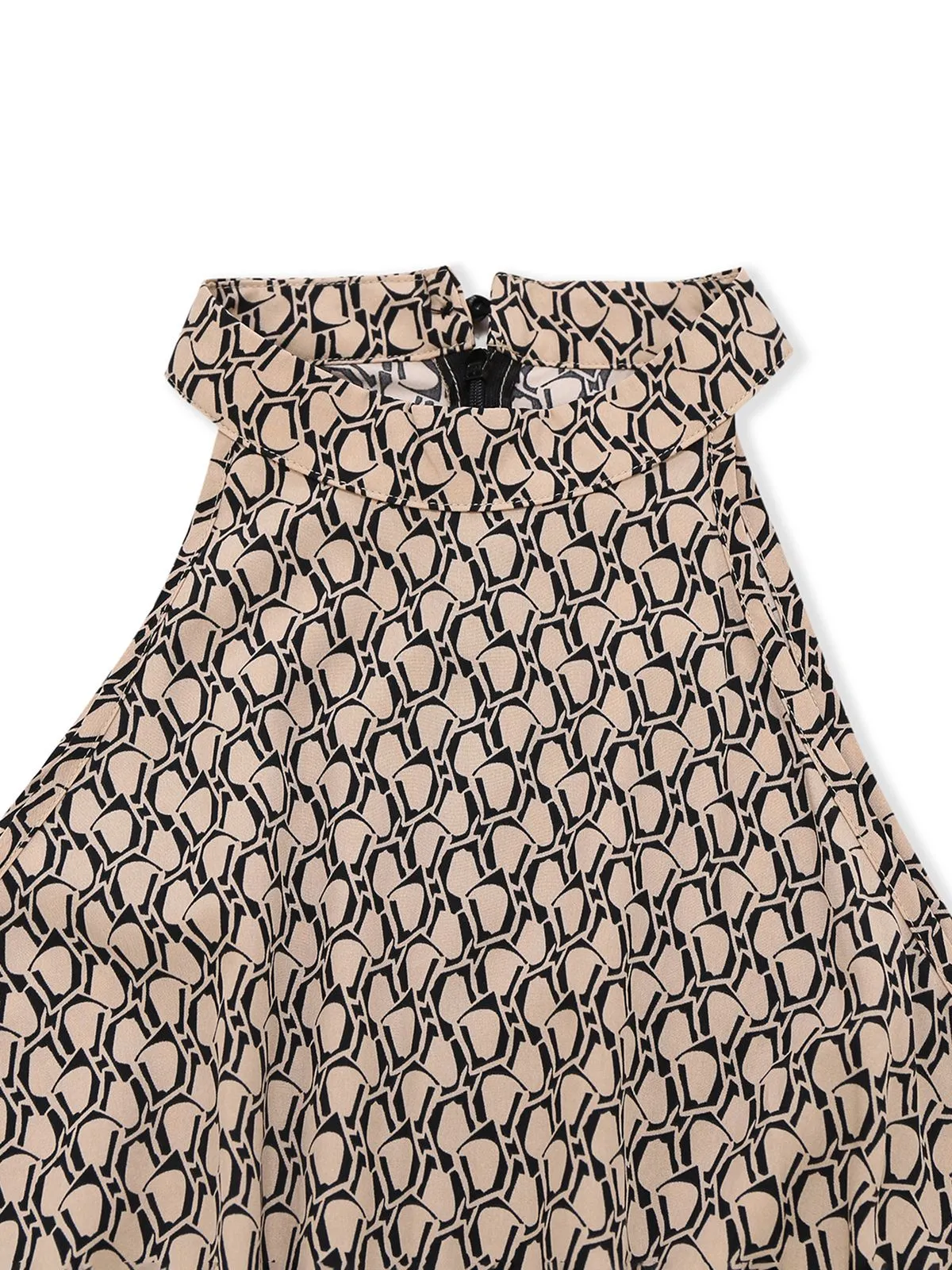 Beige 1930s Geometric Pattern Halter Sleeveless Jumpsuit sold by Retro Stage product image thumbnail 3