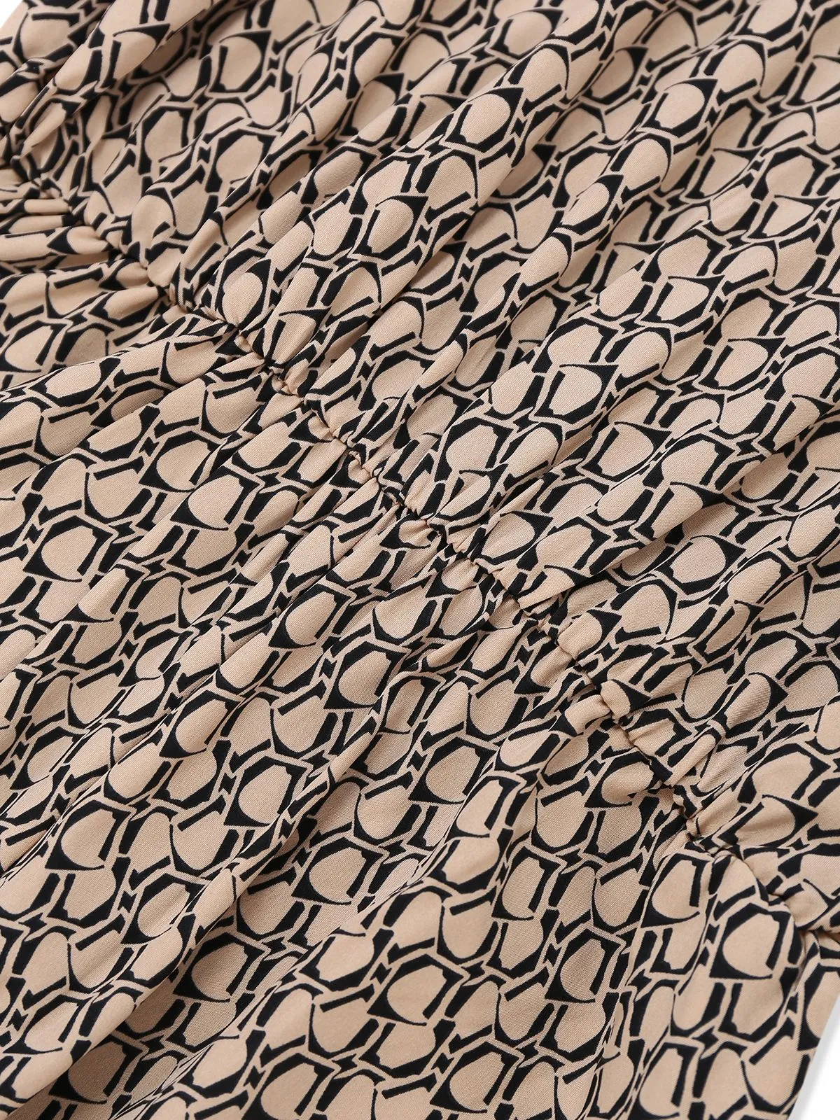 Beige 1930s Geometric Pattern Halter Sleeveless Jumpsuit sold by Retro Stage product image thumbnail 5