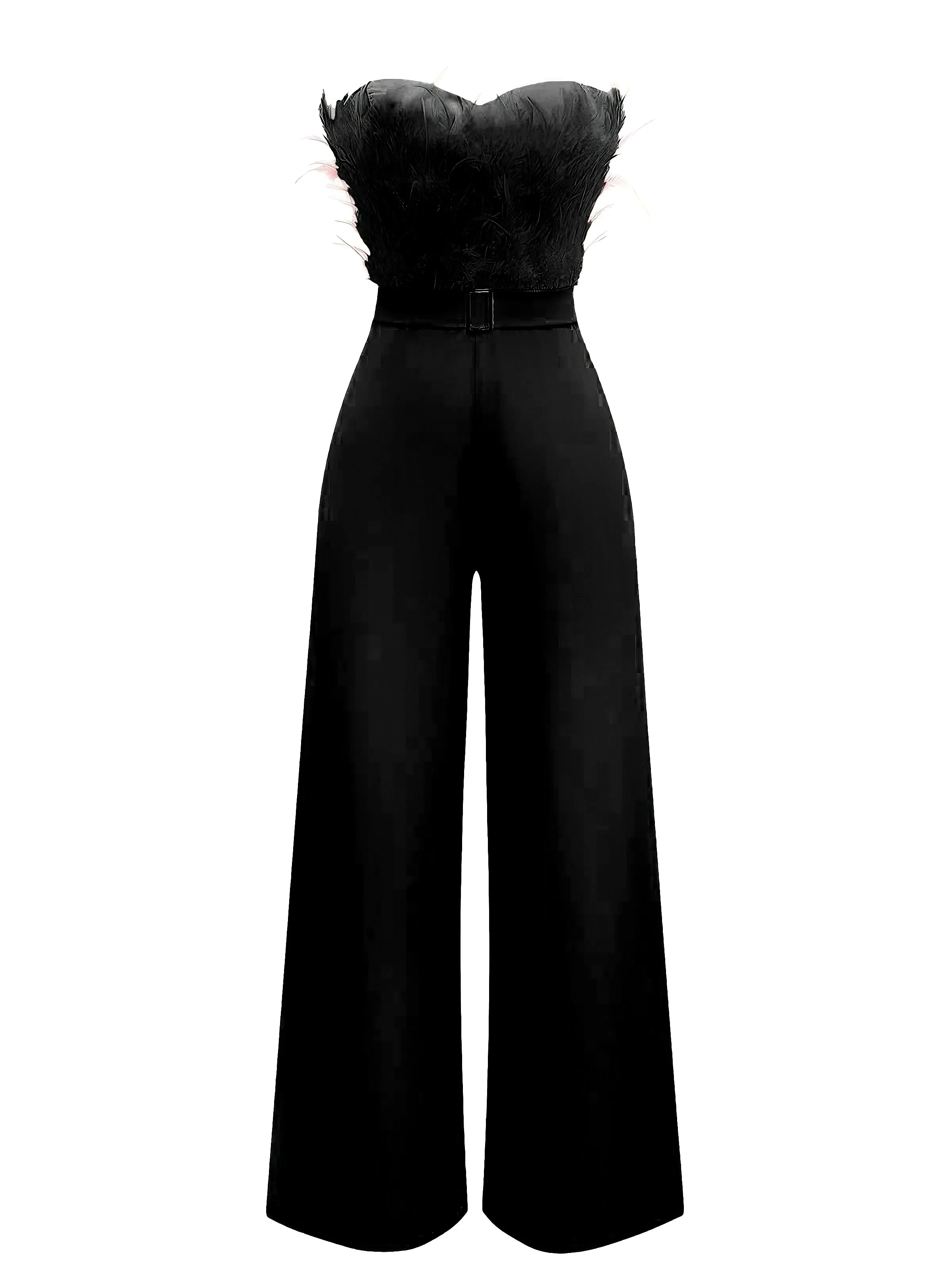 1970s Strapless Feather Solid Jumpsuit sold by Retro Stage product image thumbnail 5