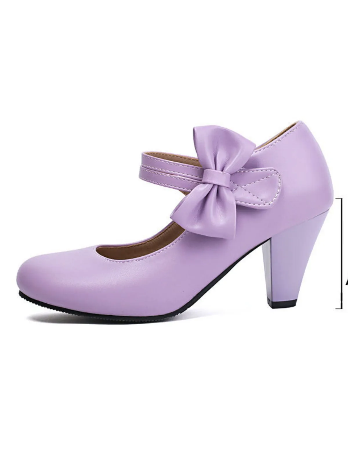 Vintage Bow Strap Solid Leather High Heel Shoes sold by Retro Stage product image thumbnail 3