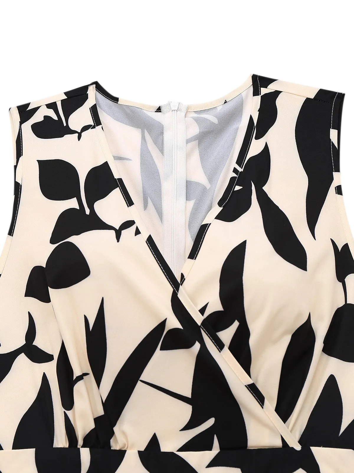 Beige 1930s Surplice Leaves Silhouette Jumpsuit sold by Retro Stage product image thumbnail 3