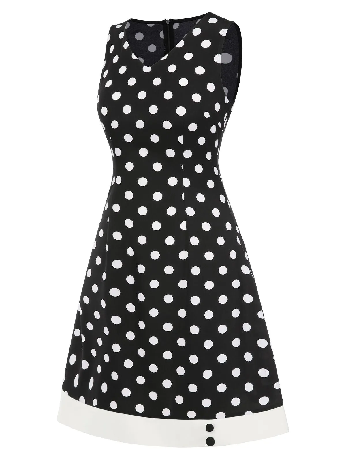 Black 1960s Polka Dot V-Neck Dress sold by Retro Stage product image thumbnail 4