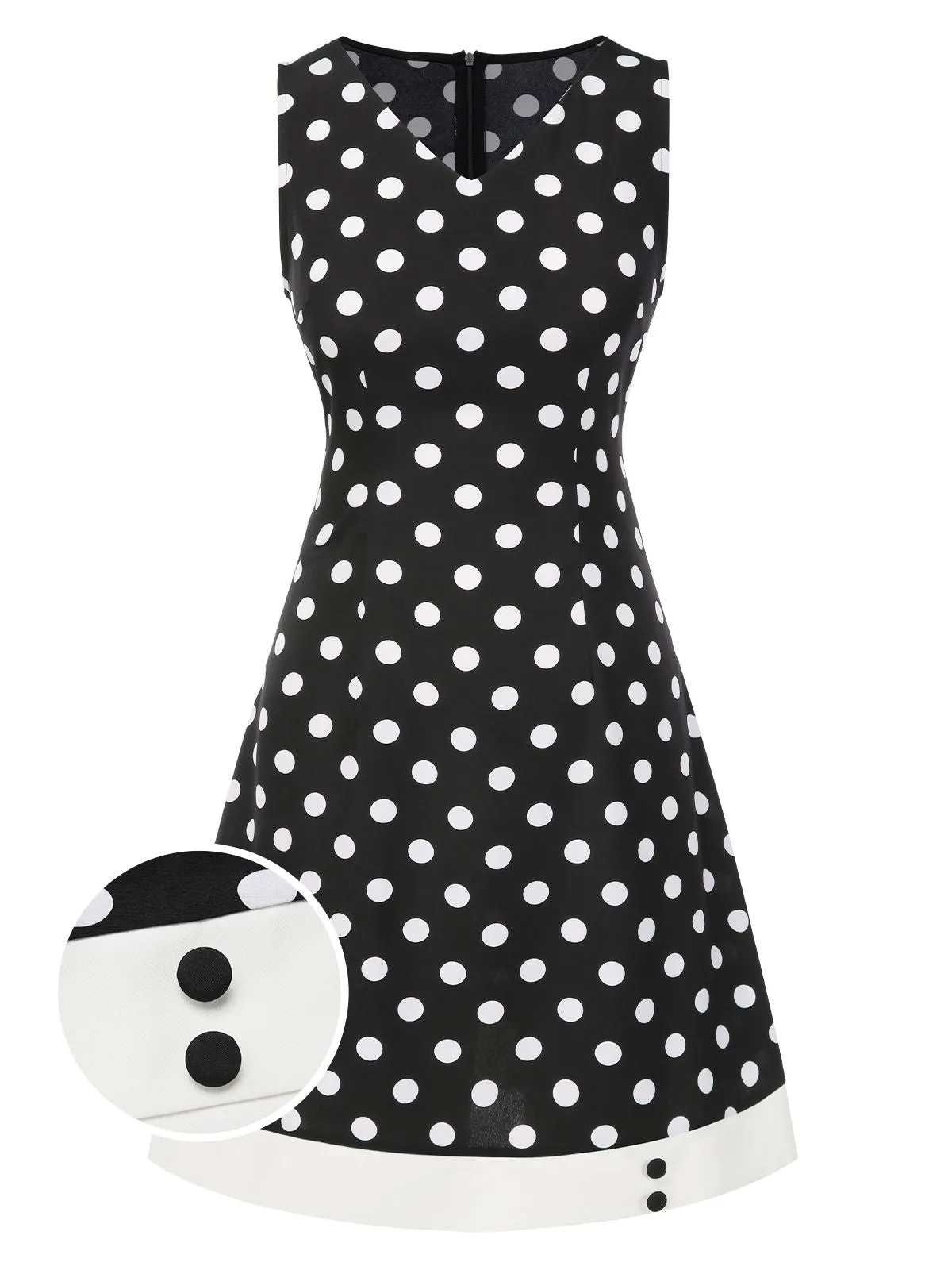 Black 1960s Polka Dot V-Neck Dress sold by Retro Stage product image thumbnail 2