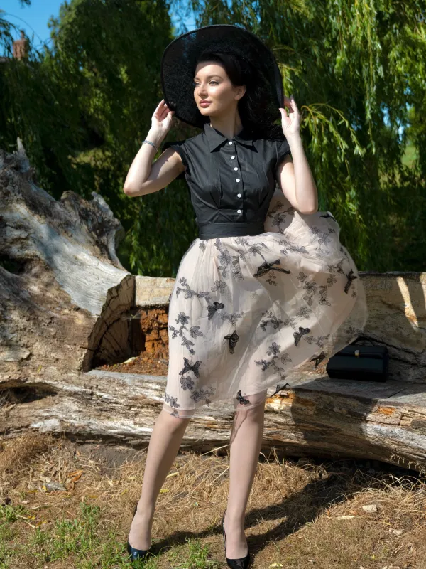 Black 1950s Butterfly Patchwork Vintage Dress sold by Retro Stage