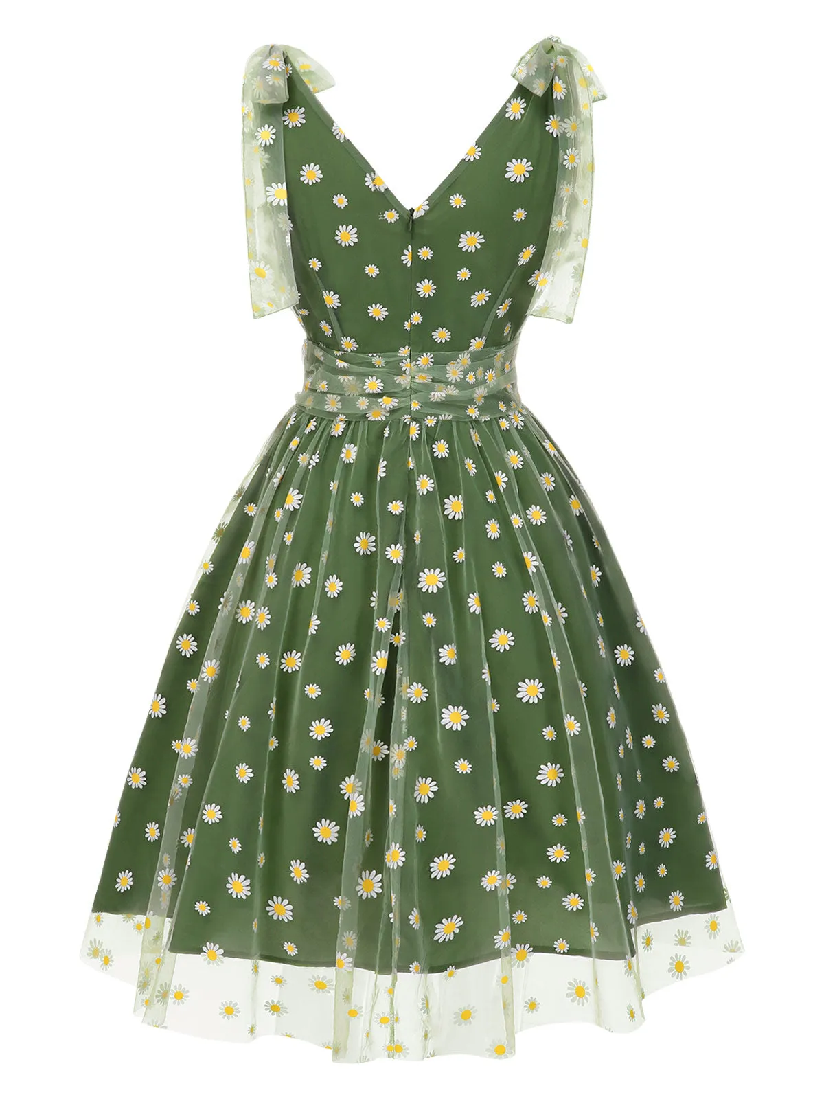 Green 1950s Daisy Mesh Swing Dress sold by Retro Stage product image thumbnail 5