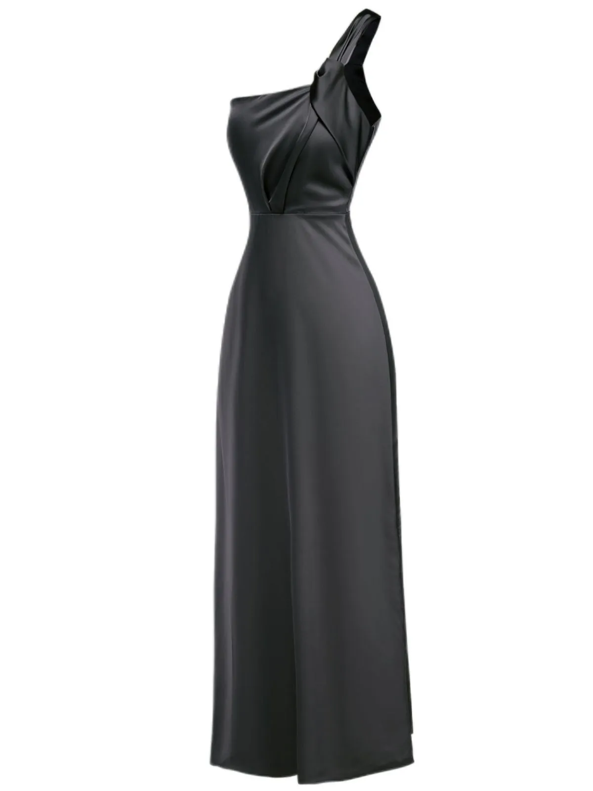 1940s Solid Satin One-Shoulder Dress sold by Retro Stage product image thumbnail 5