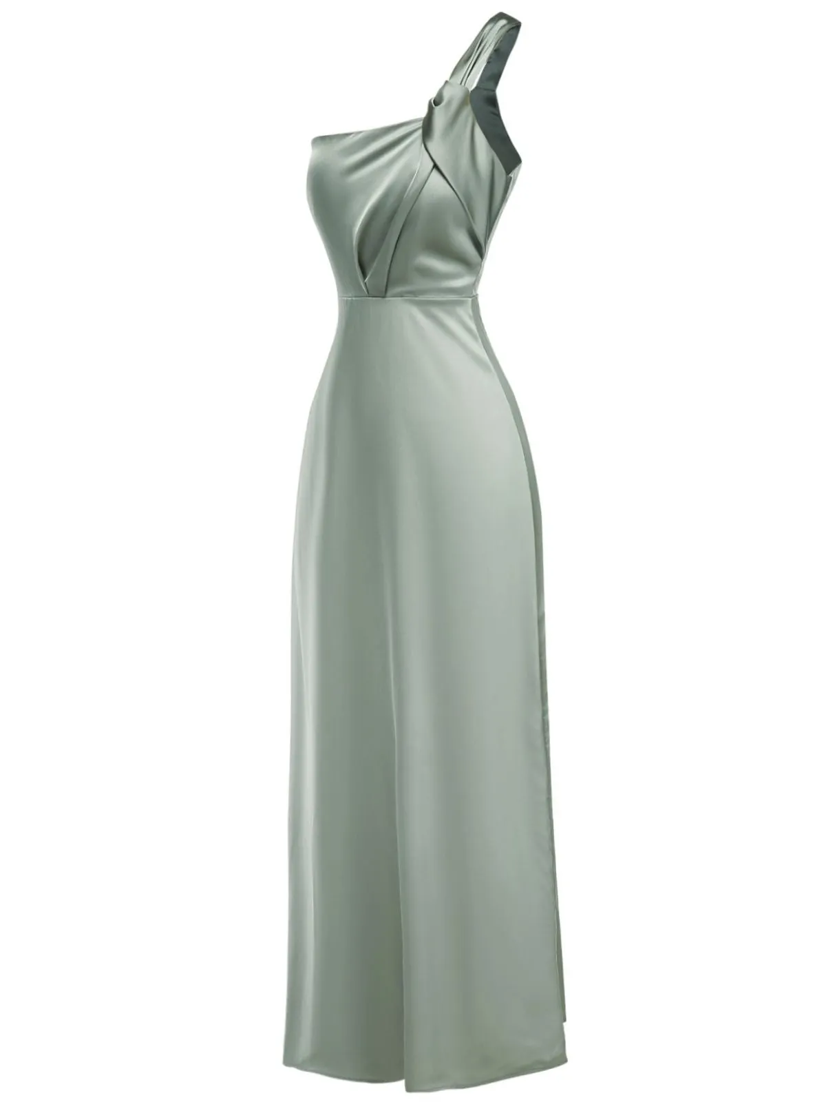 1940s Solid Satin One-Shoulder Dress sold by Retro Stage product image thumbnail 2