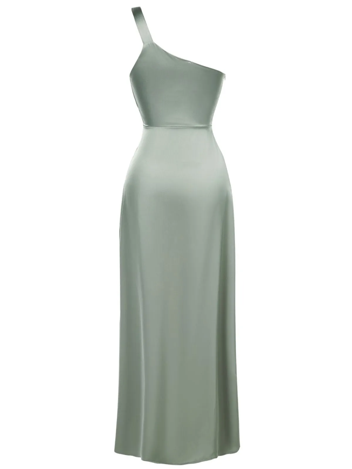 1940s Solid Satin One-Shoulder Dress sold by Retro Stage product image thumbnail 3