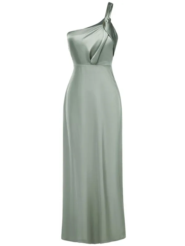 1940s Solid Satin One-Shoulder Dress sold by Retro Stage