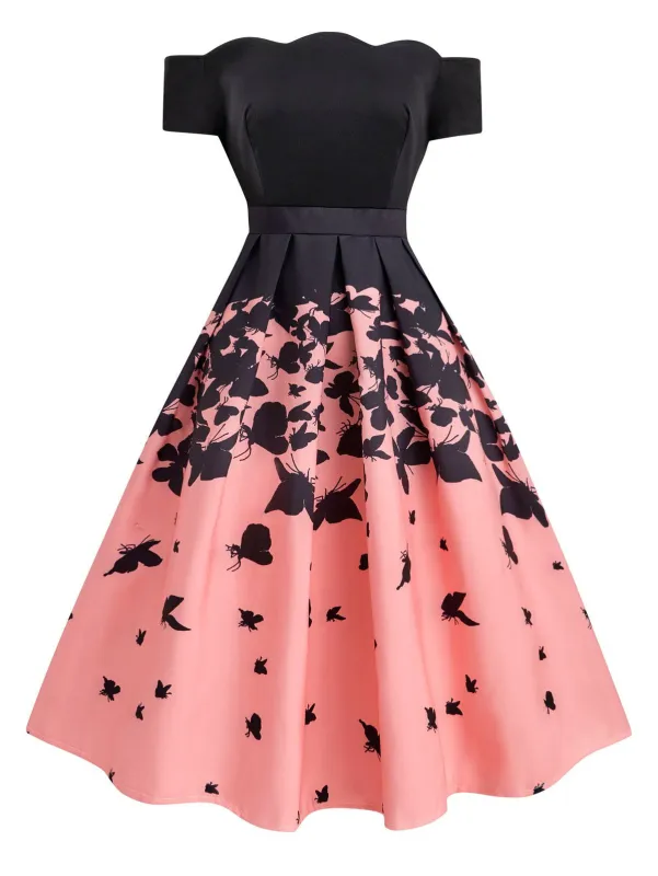 Black 1950s Butterfly Swing Dress sold by Retro Stage
