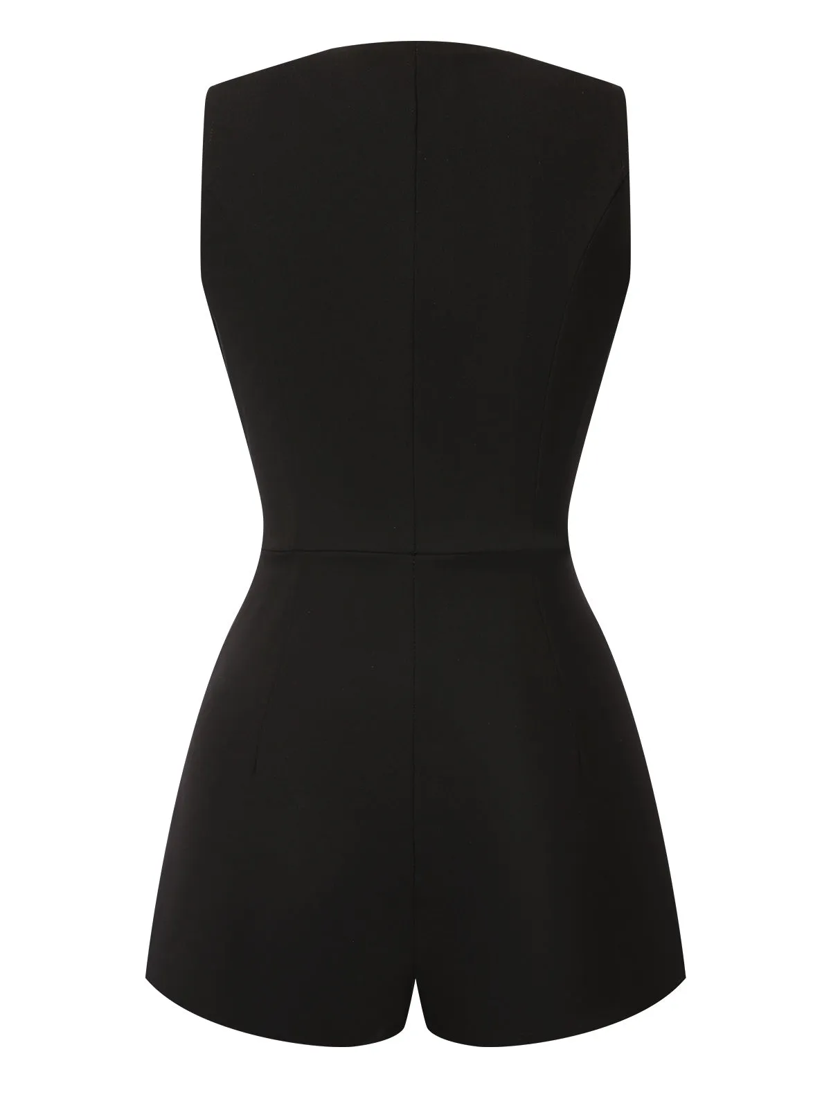 Black 1950s Surplice V-Neck Sleeveless Romper sold by Retro Stage product image thumbnail 2