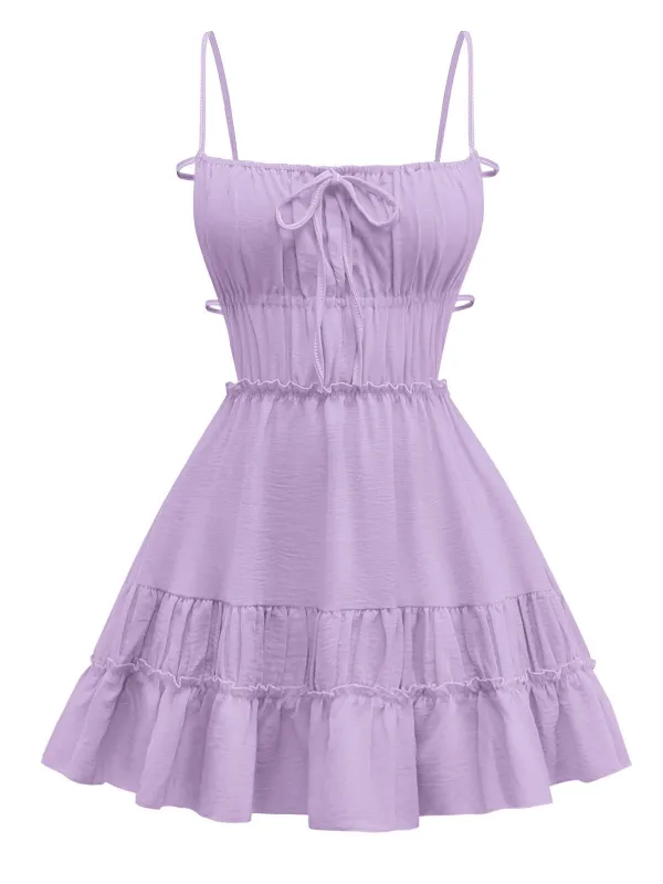 1950s Spaghetti Strap Lace-Up Backless Skater Dress sold by Retro Stage