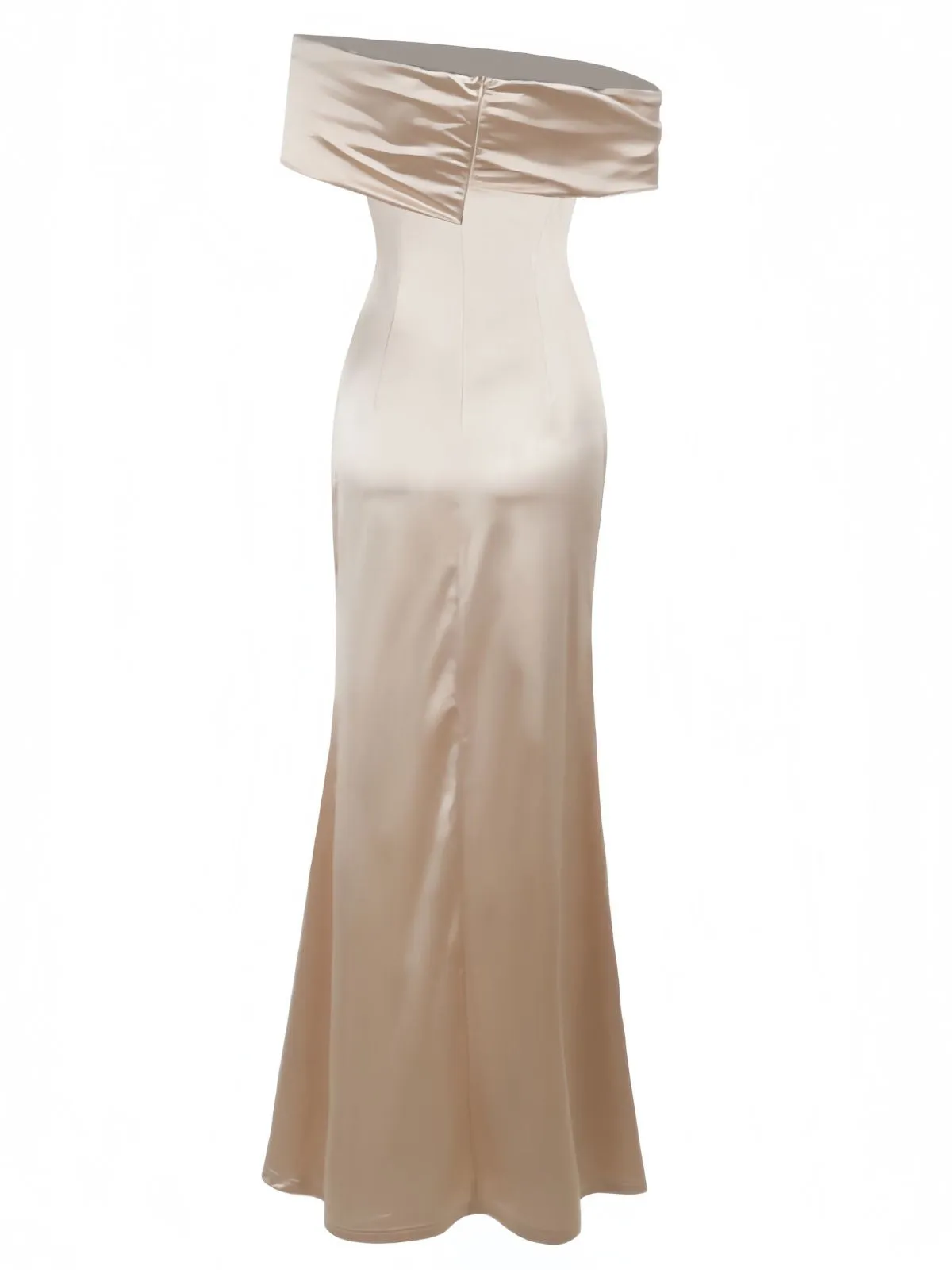 Champagne 1930s Off Shoulder Slit Satin Dress sold by Retro Stage product image thumbnail 5