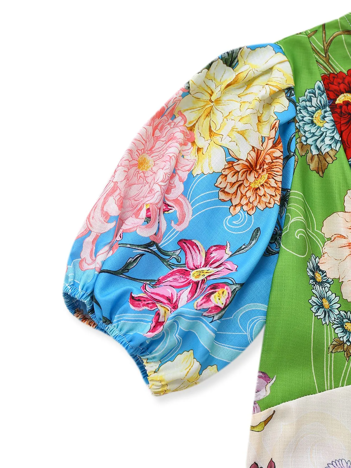 1940s Floral Doodle Puff Sleeve Dress sold by Retro Stage product image thumbnail 4