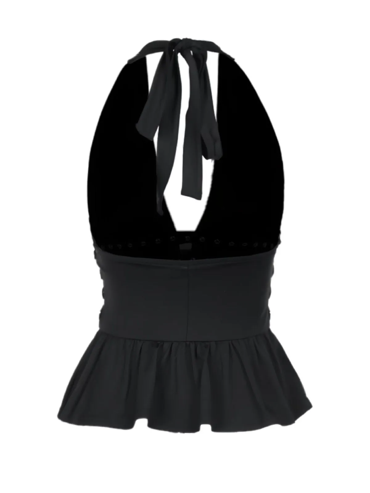 Black 1980s Punk Rhinestone Halter Top sold by Retro Stage product image thumbnail 2