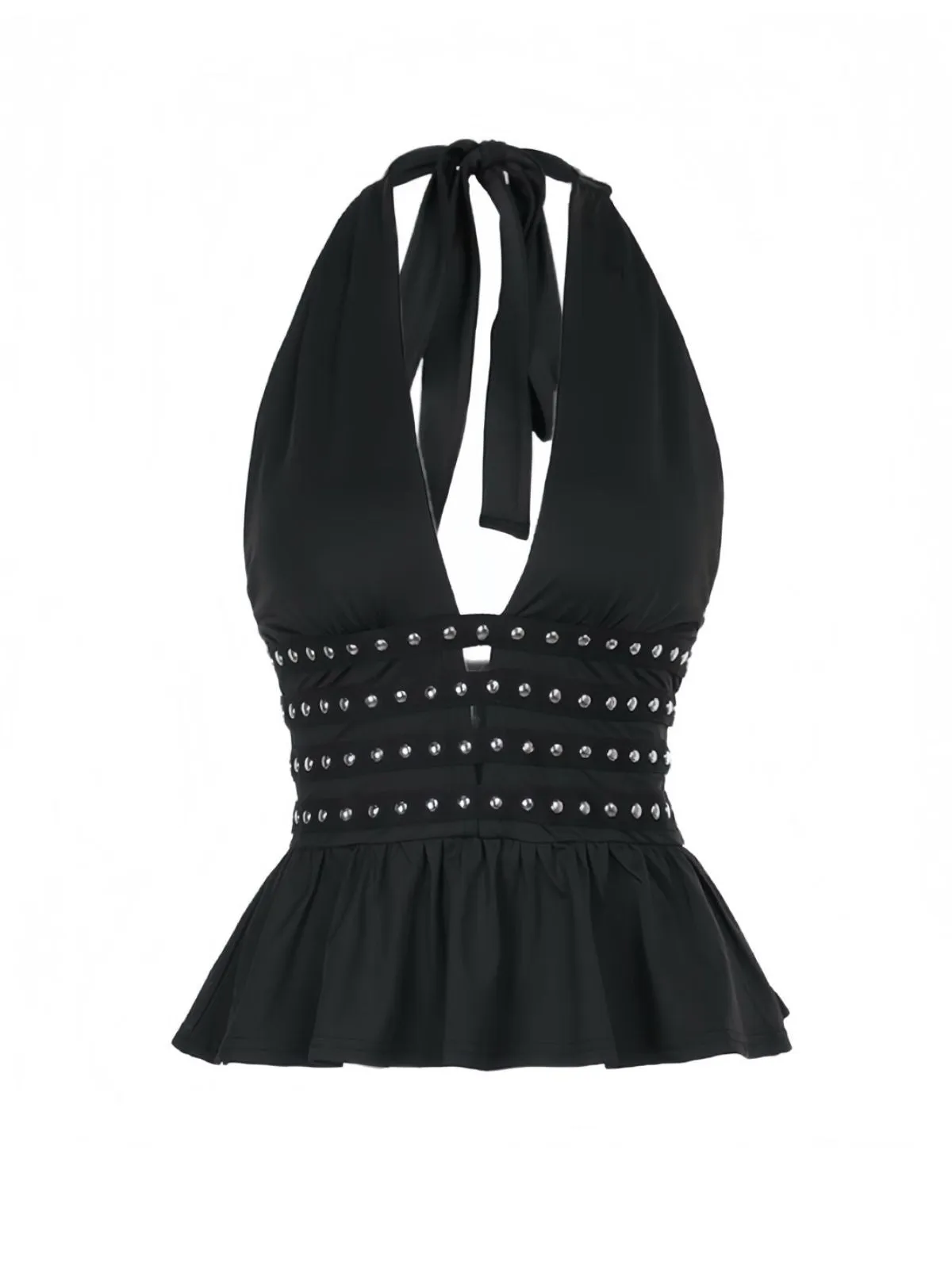 Black 1980s Punk Rhinestone Halter Top sold by Retro Stage