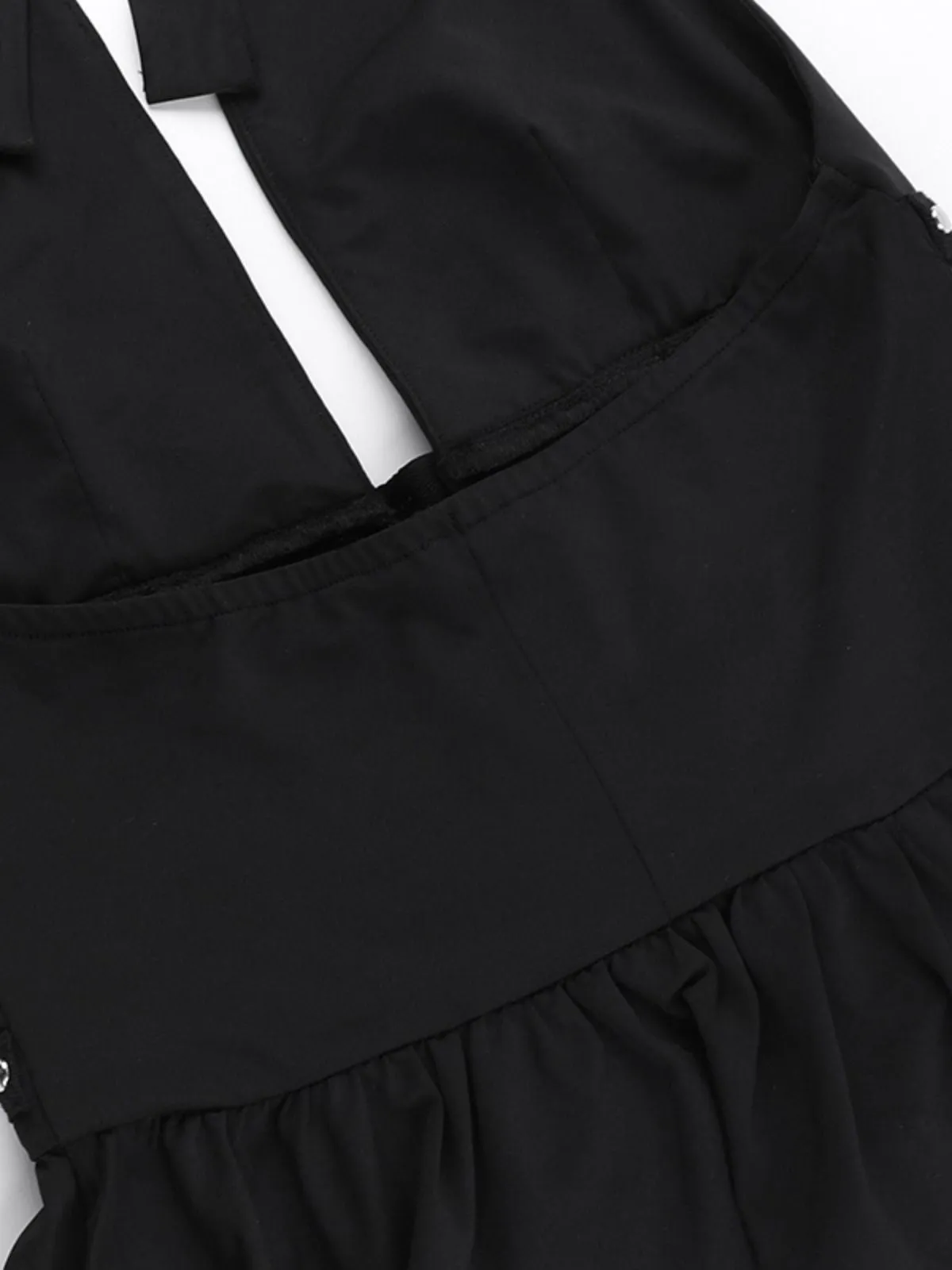 Black 1980s Punk Rhinestone Halter Top sold by Retro Stage product image thumbnail 3