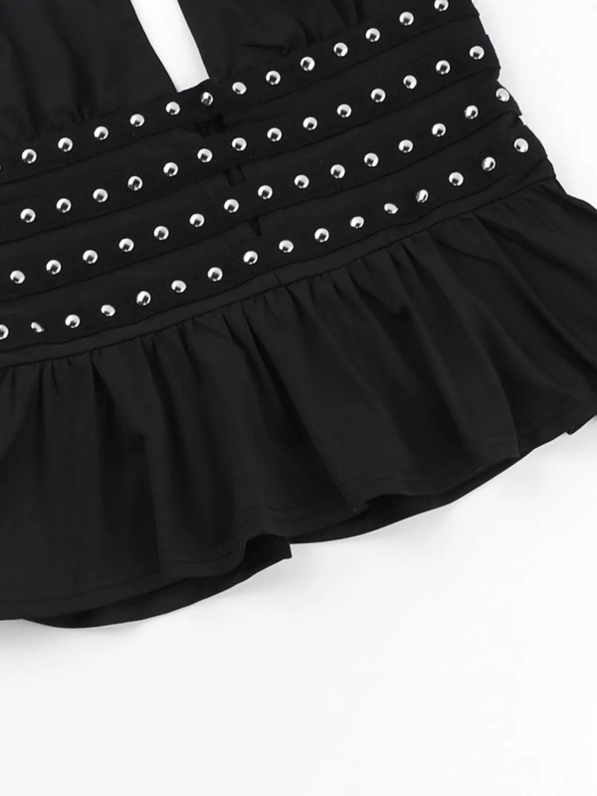 Black 1980s Punk Rhinestone Halter Top sold by Retro Stage product image thumbnail 4