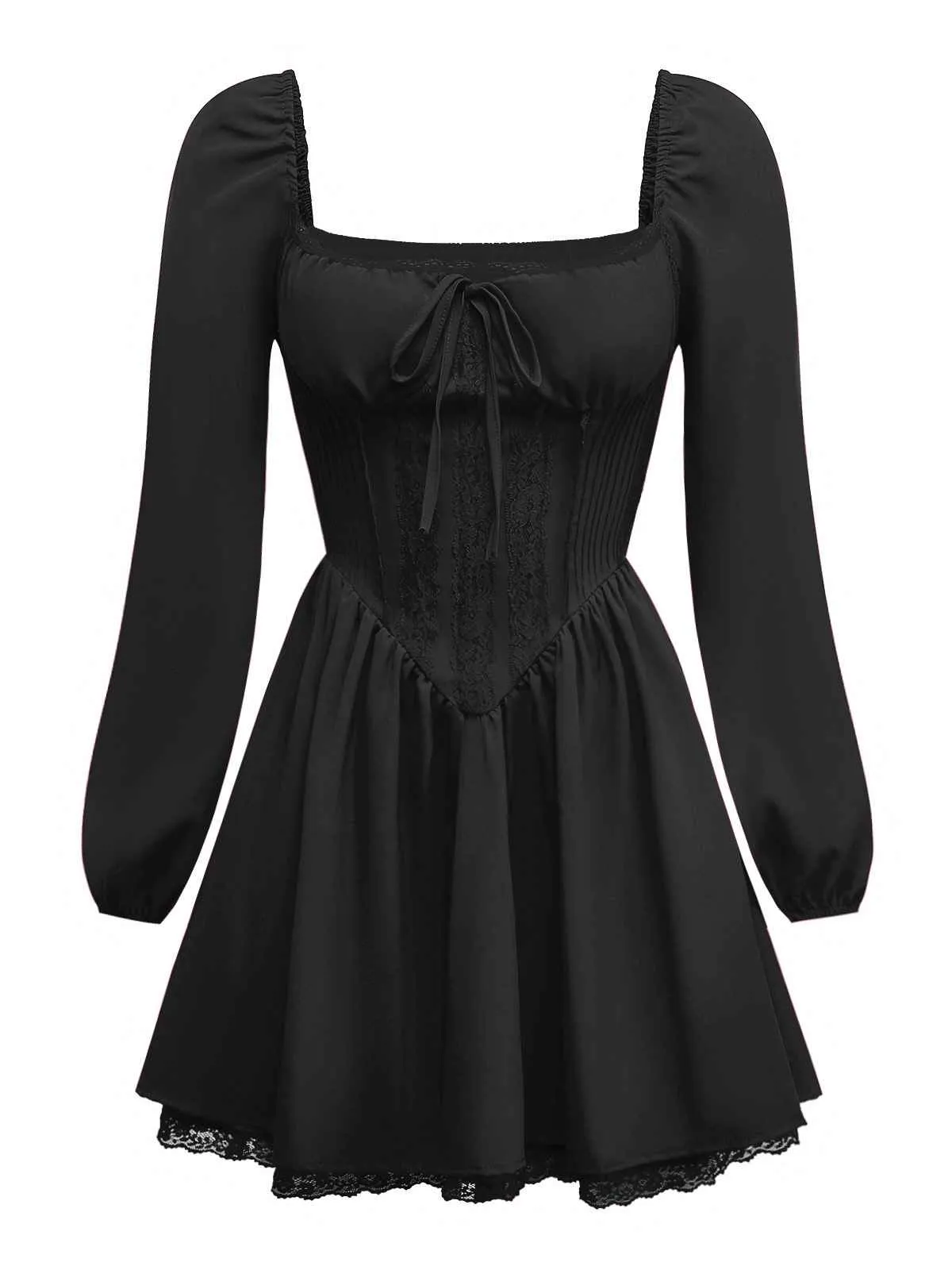 1950s Solid Bow Tie Lace Gothic Dress sold by Retro Stage