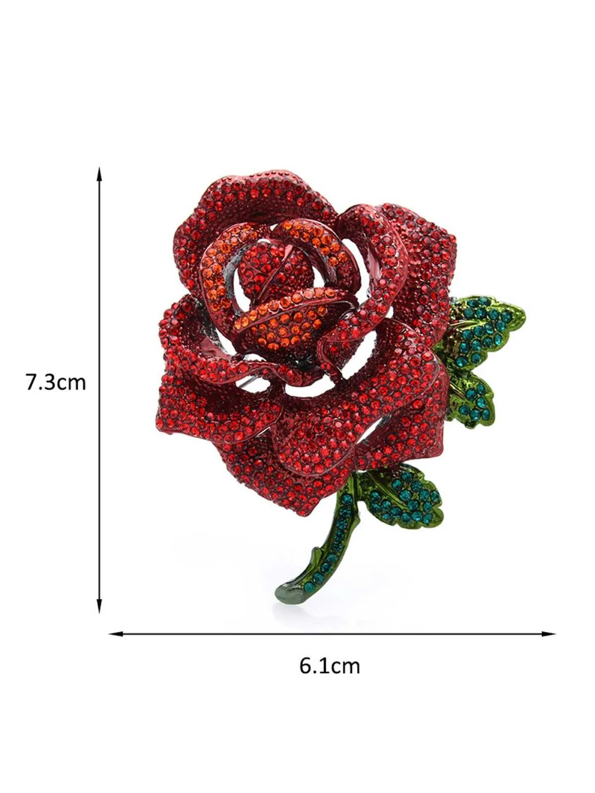 Vintage Rhinestones Rose Brooch sold by Retro Stage product image thumbnail 3
