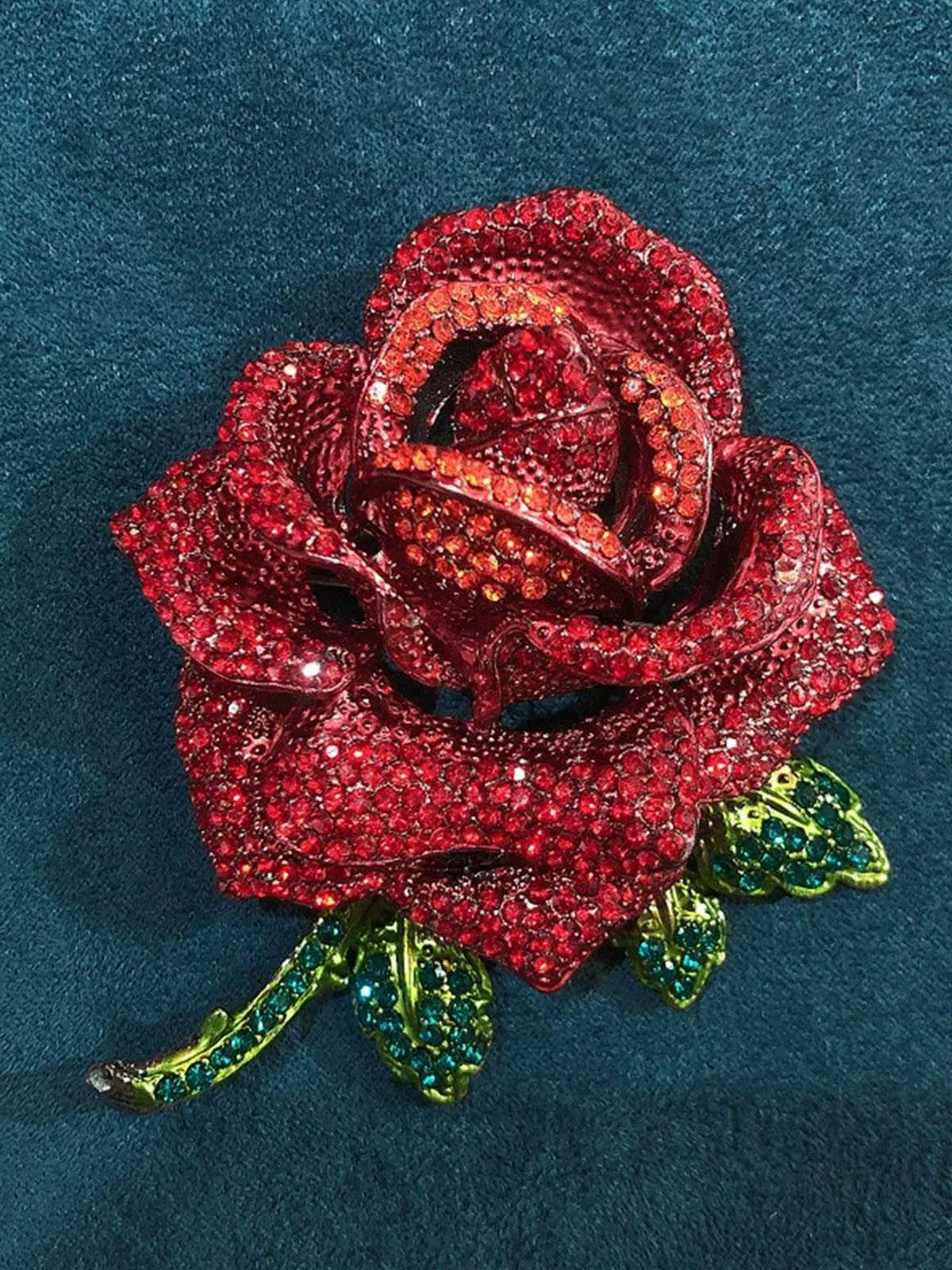 Vintage Rhinestones Rose Brooch sold by Retro Stage