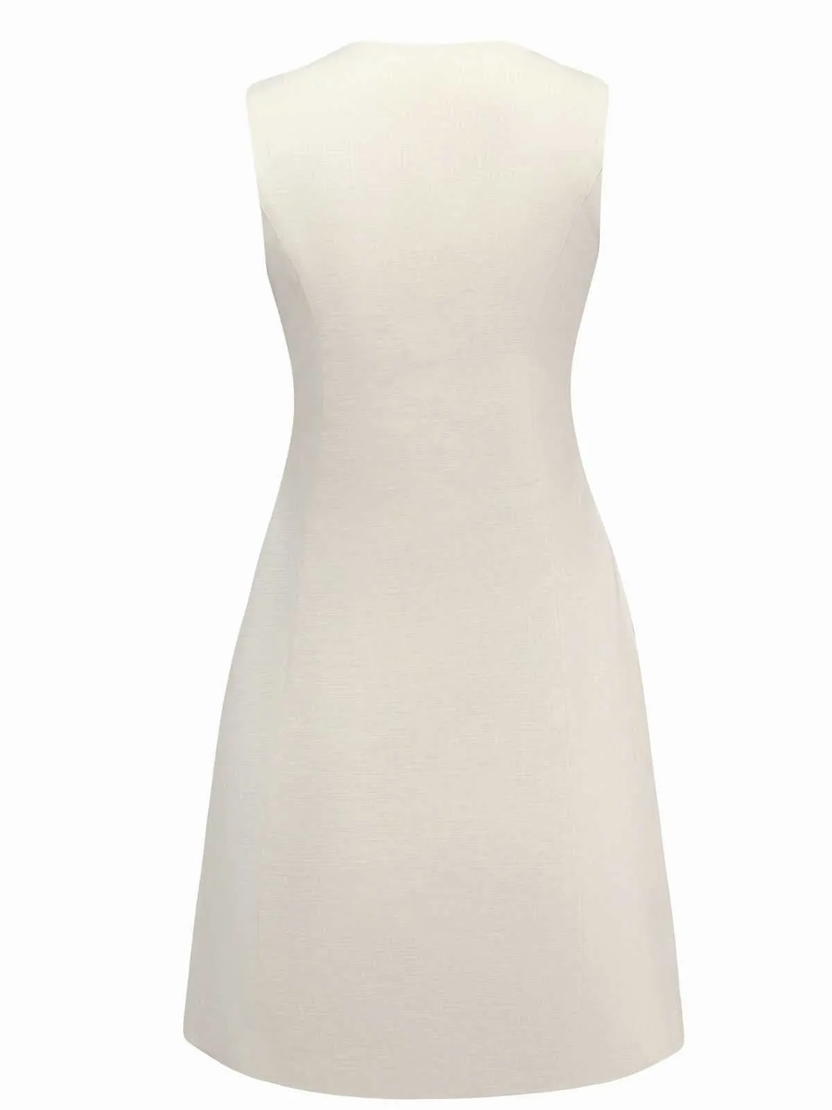 Beige 1960s Starfish Shell Buttons Sleeveless Dress sold by Retro Stage product image thumbnail 2