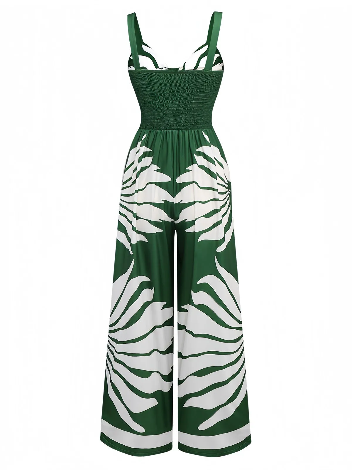 1930s Wide-Strap Hollow Twist Smocked Floral Jumpsuit sold by Retro Stage product image thumbnail 2