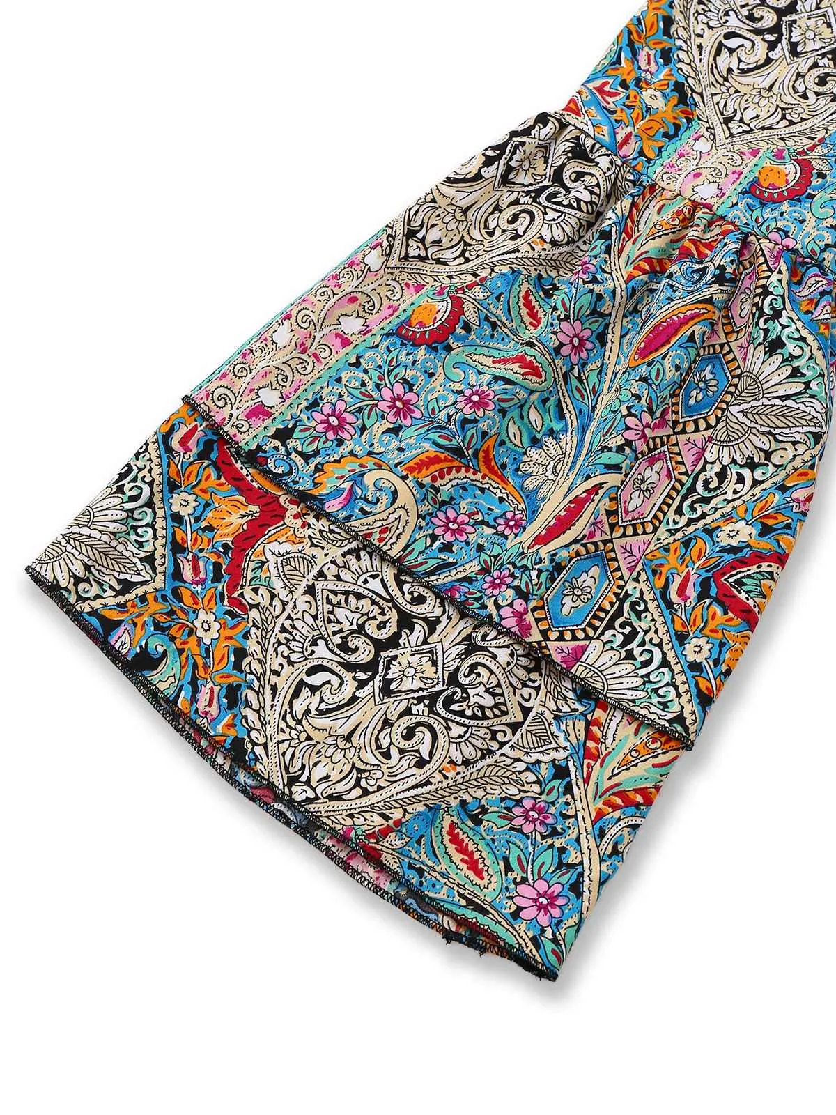 Multicolor 1970s Bohemian Paisley Floral Bell Sleeve Dress sold by Retro Stage product image thumbnail 4