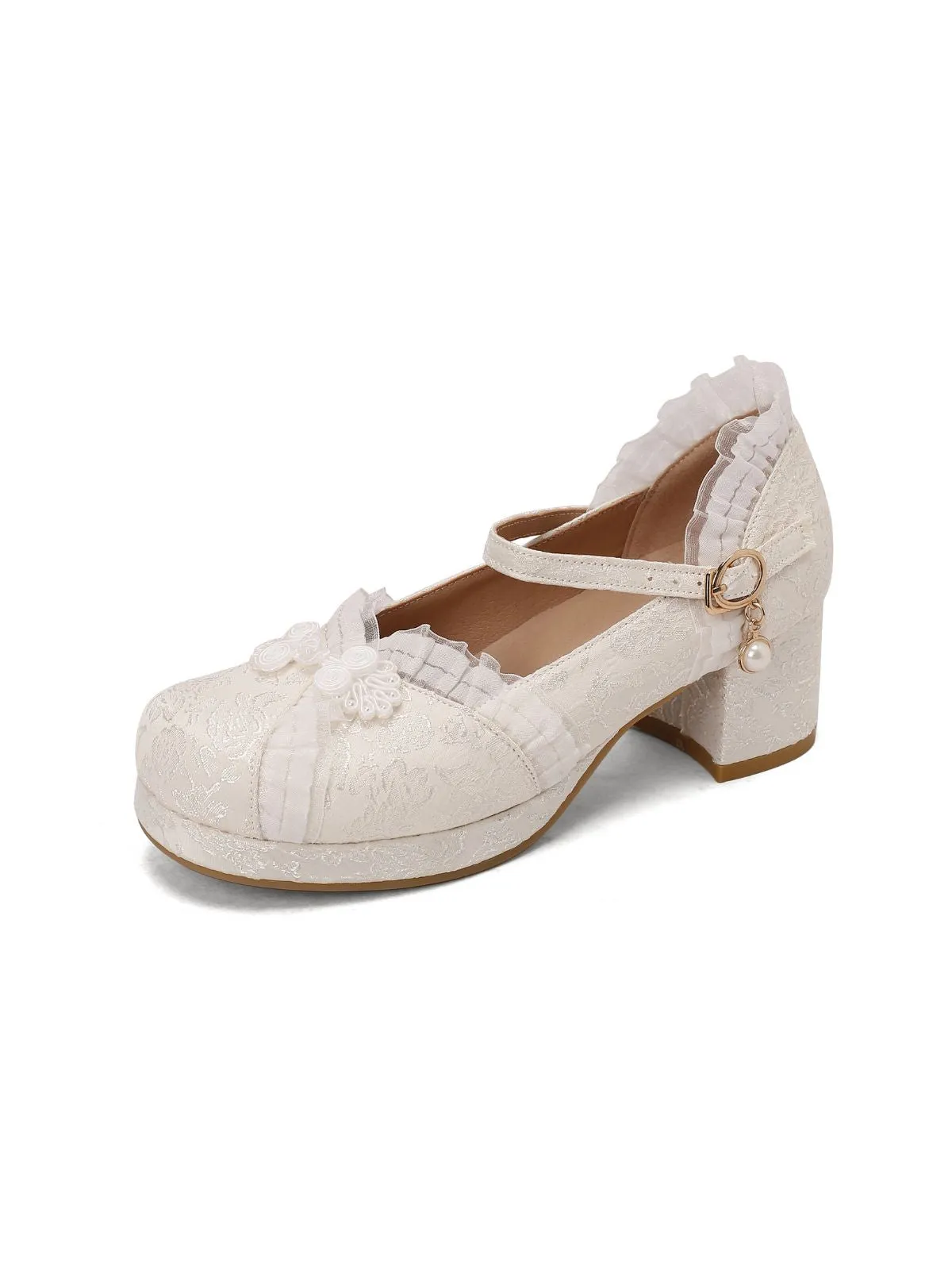Vintage Lace Pearl Mary Jane Shoes sold by Retro Stage product image thumbnail 4
