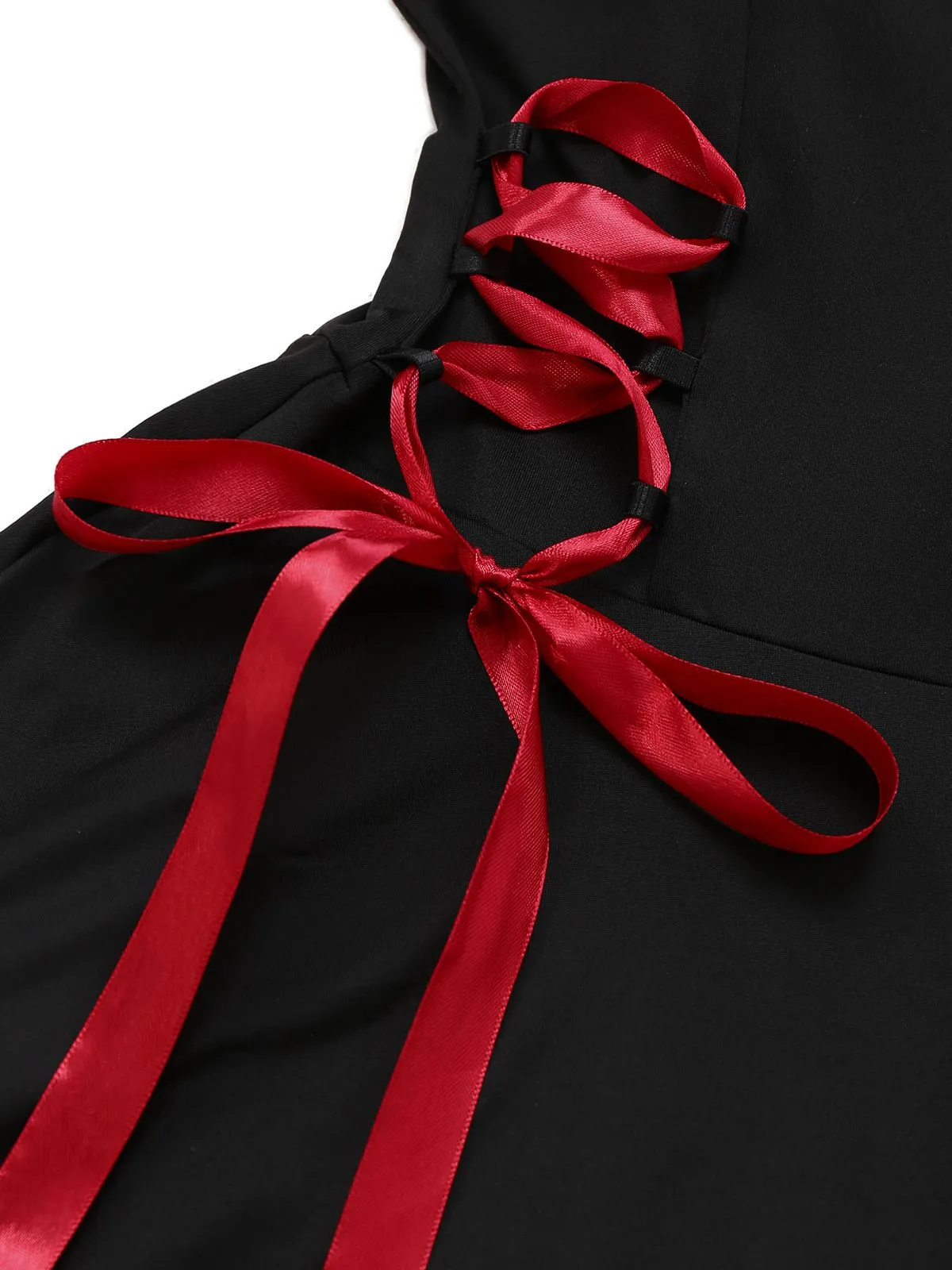 Black 1950s Cross Contrast Ruffle Hem Nightdress sold by Retro Stage product image thumbnail 4