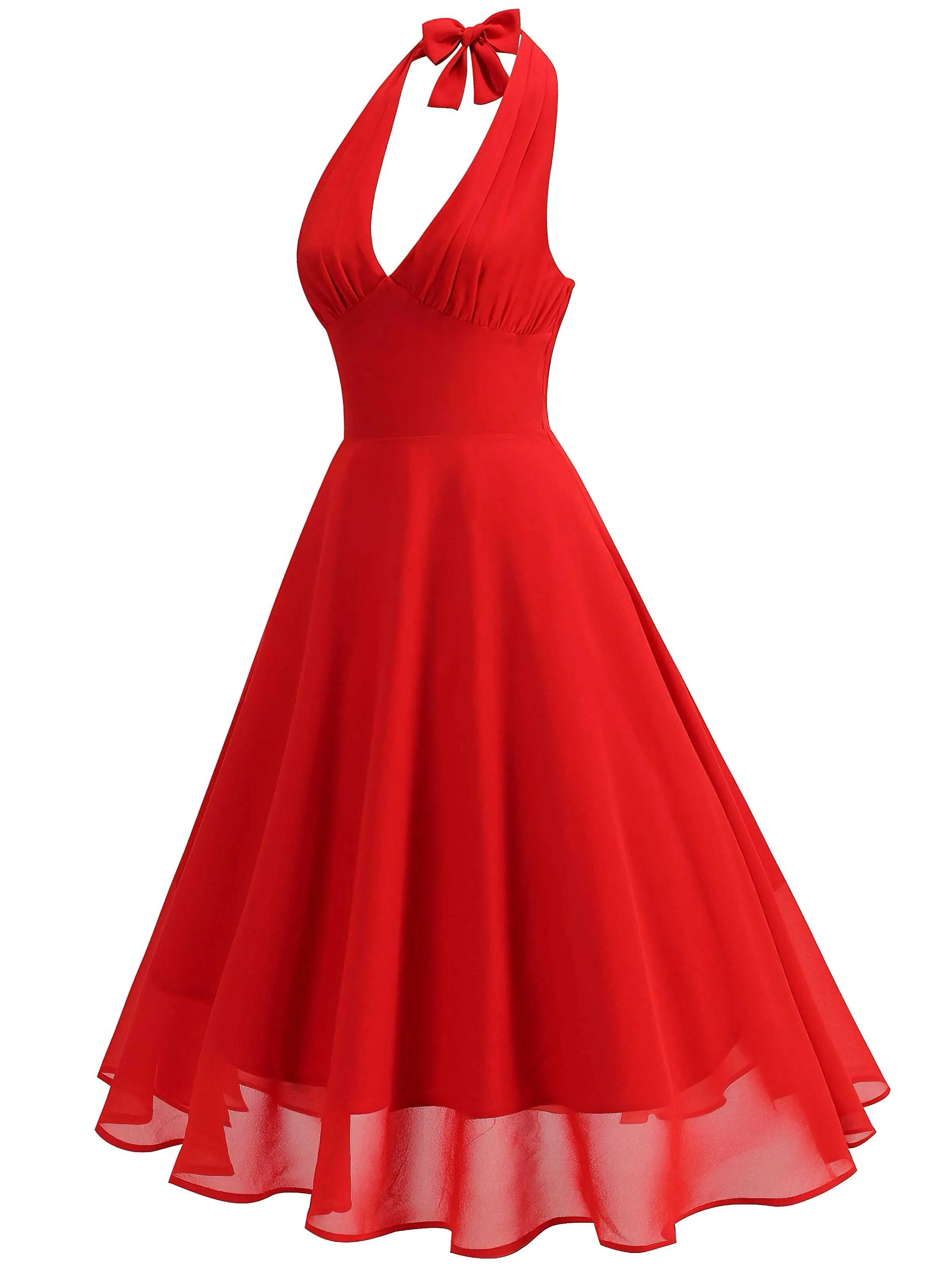 1950s Halter V-Neck Mesh Backless Dress sold by Retro Stage product image thumbnail 5