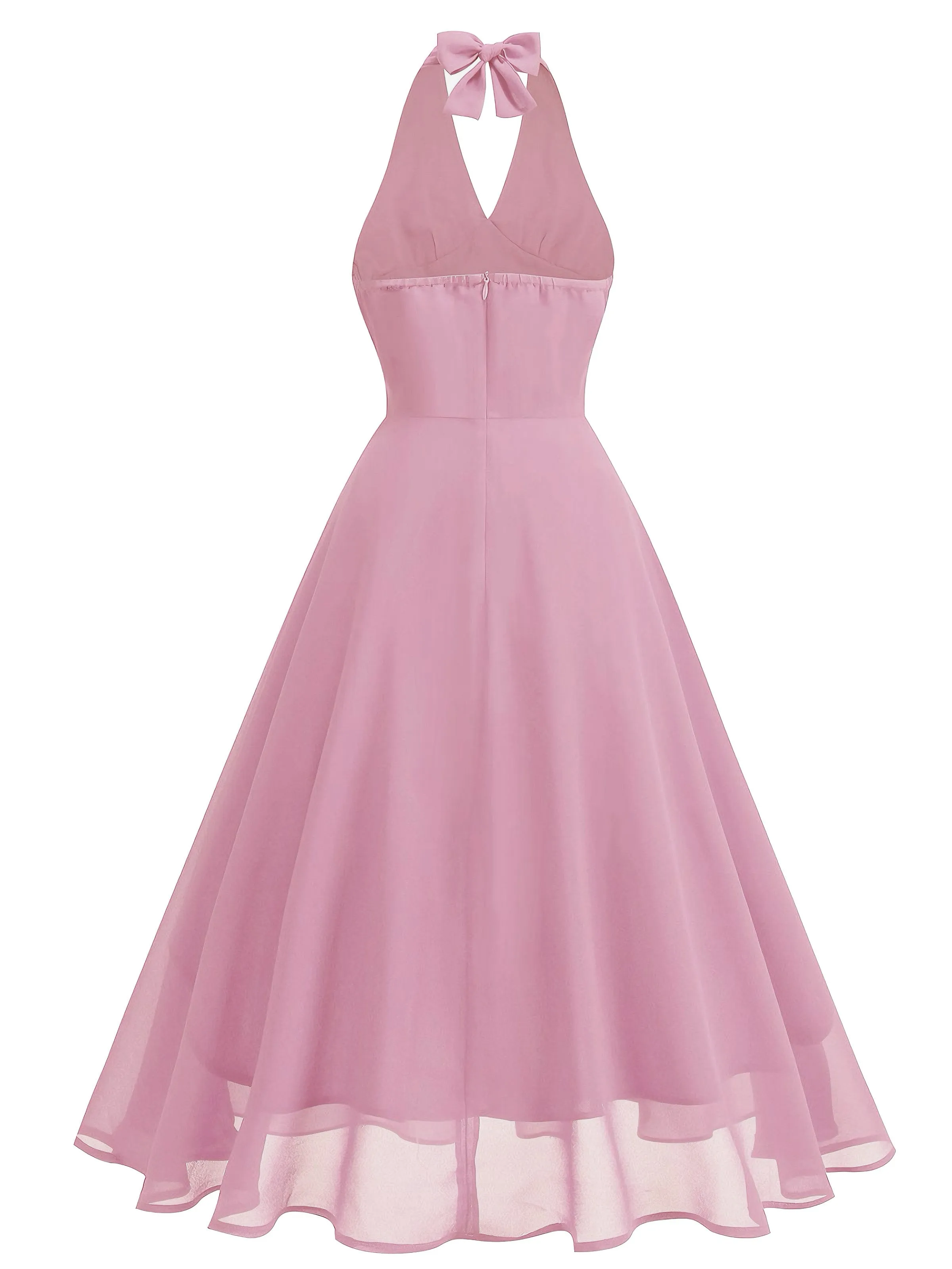 1950s Halter V-Neck Mesh Backless Dress sold by Retro Stage product image thumbnail 3