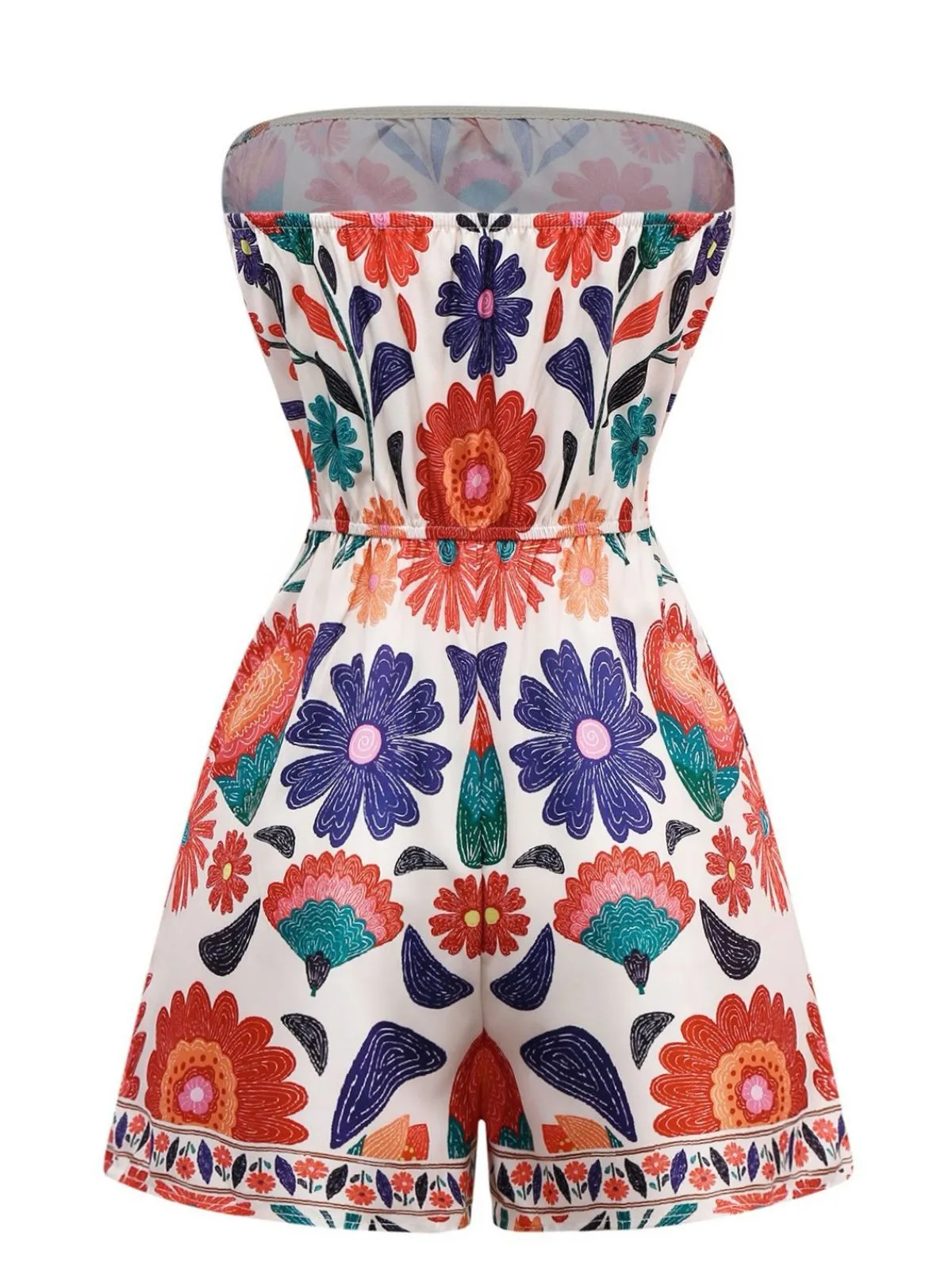 Multicolor 1960s Floral Bandeau Backless Romper sold by Retro Stage product image thumbnail 2