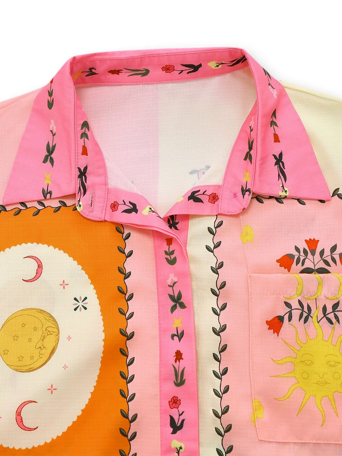 2PCS 1970s Boho Floral Blouse & Belted Shorts sold by Retro Stage product image thumbnail 3