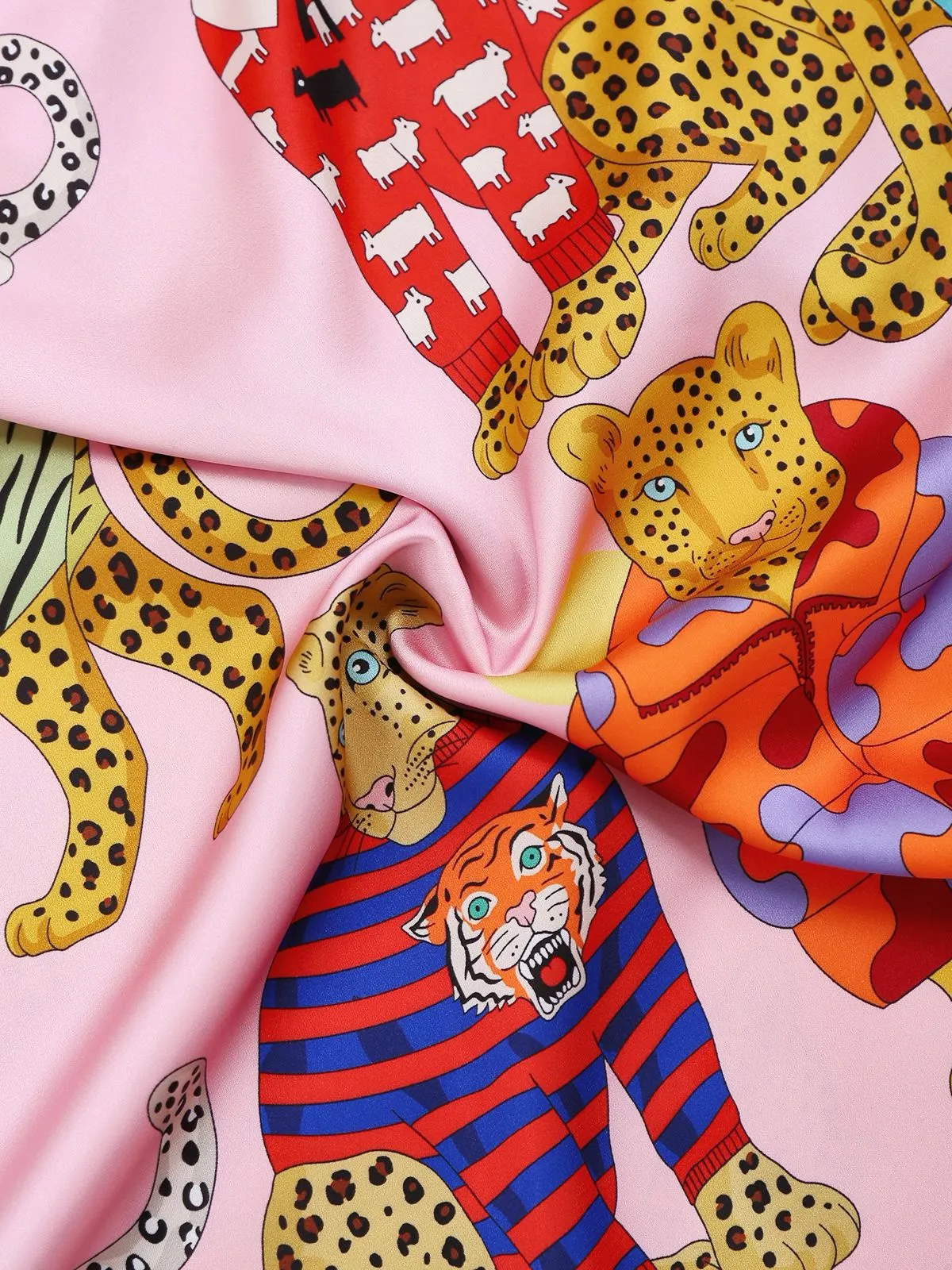 Pink 1970s Cheetah Print Satin Slip Nightdress sold by Retro Stage product image thumbnail 4