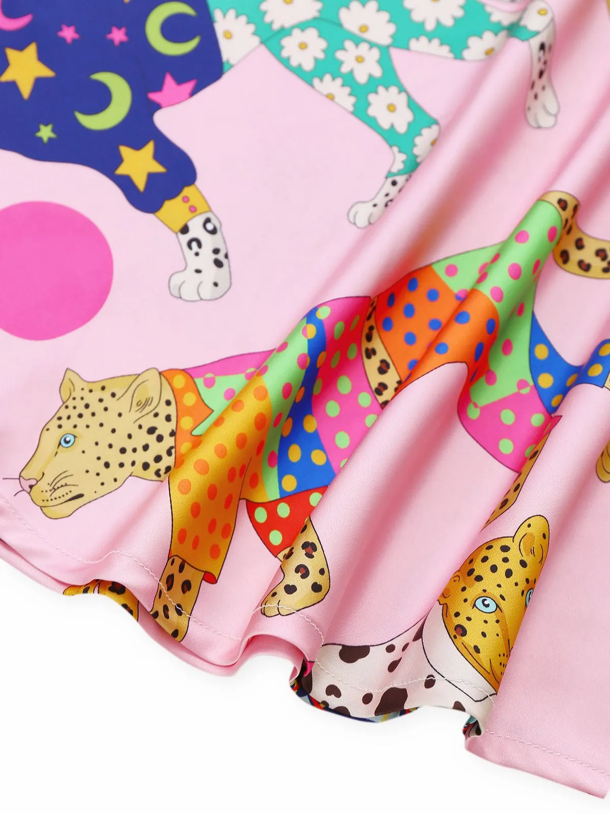 Pink 1970s Cheetah Print Satin Slip Nightdress sold by Retro Stage product image thumbnail 3