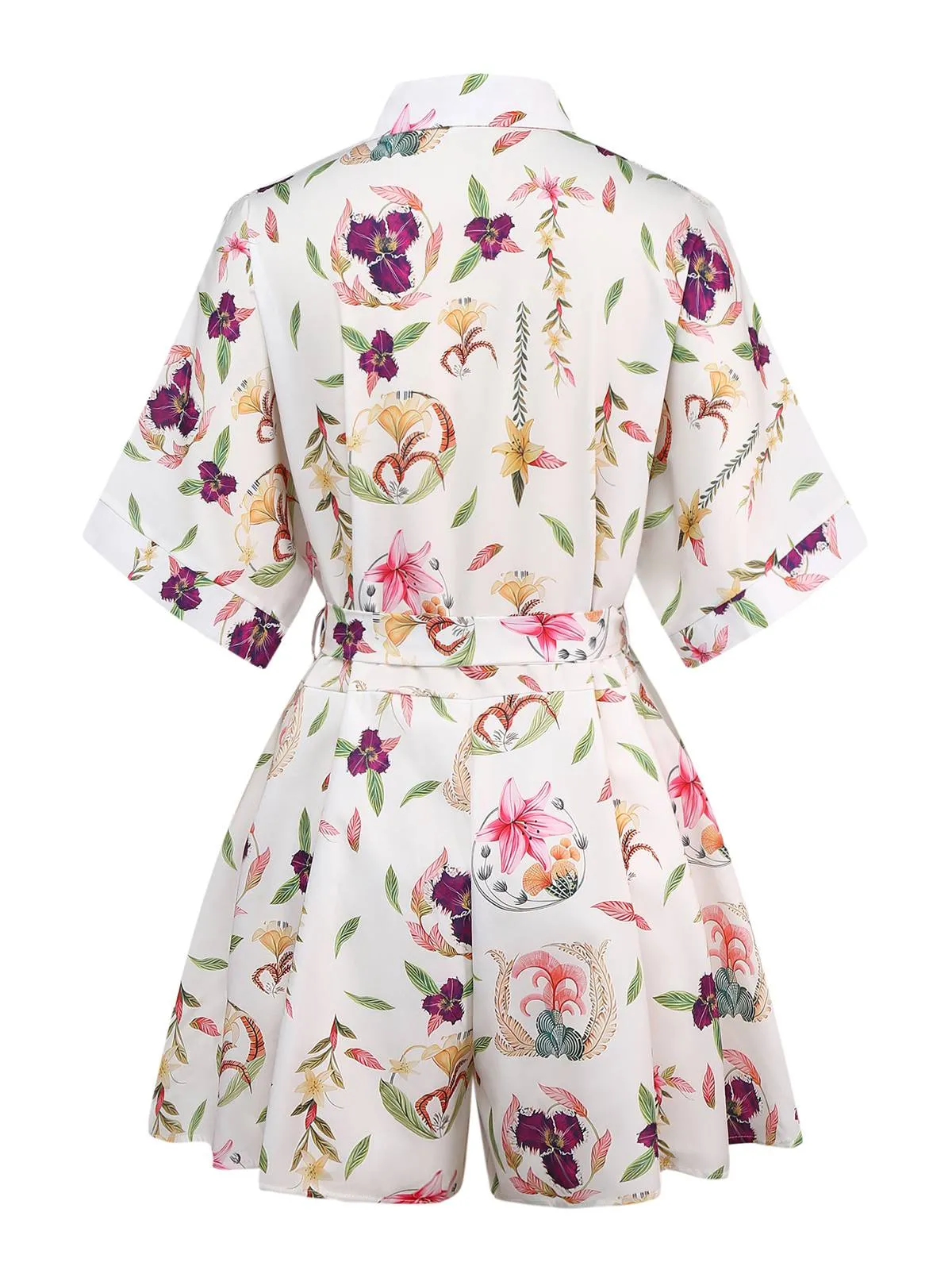 Multicolor 1950s Floral Lapel Batwing Sleeve Romper sold by Retro Stage product image thumbnail 2