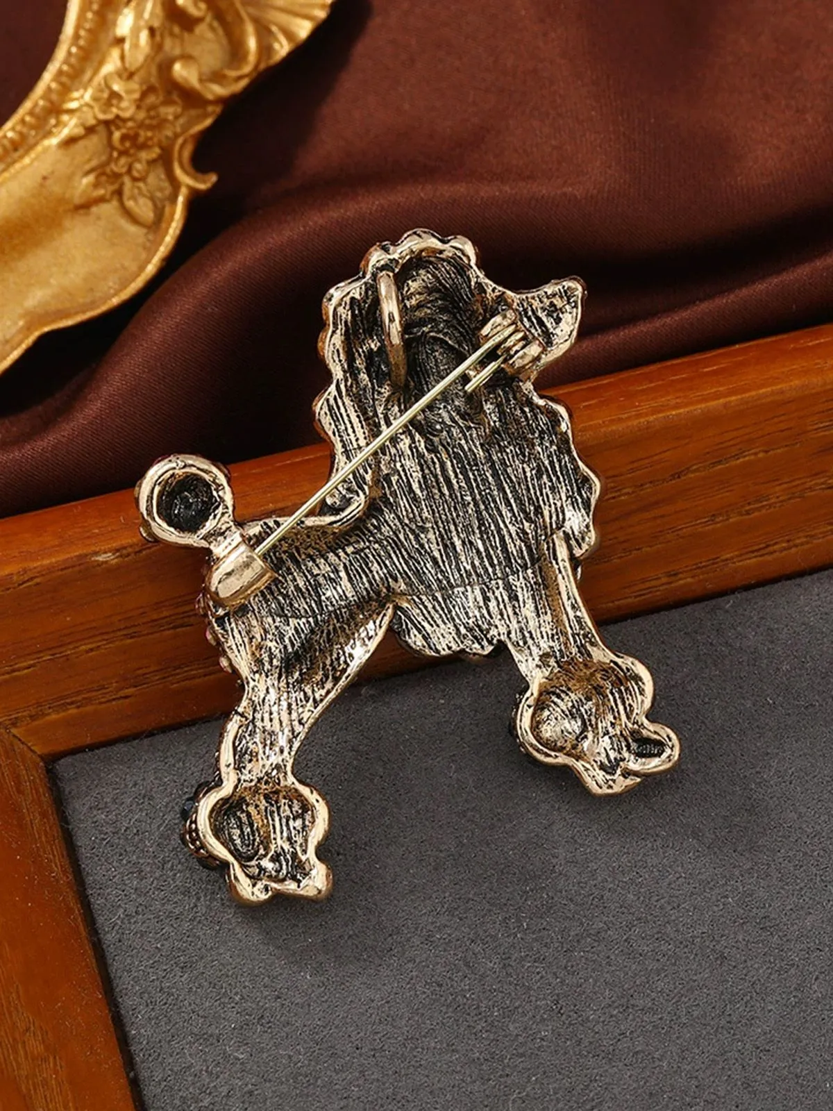 Vintage Alloy Rhinestone Poodle Brooch sold by Retro Stage product image thumbnail 2