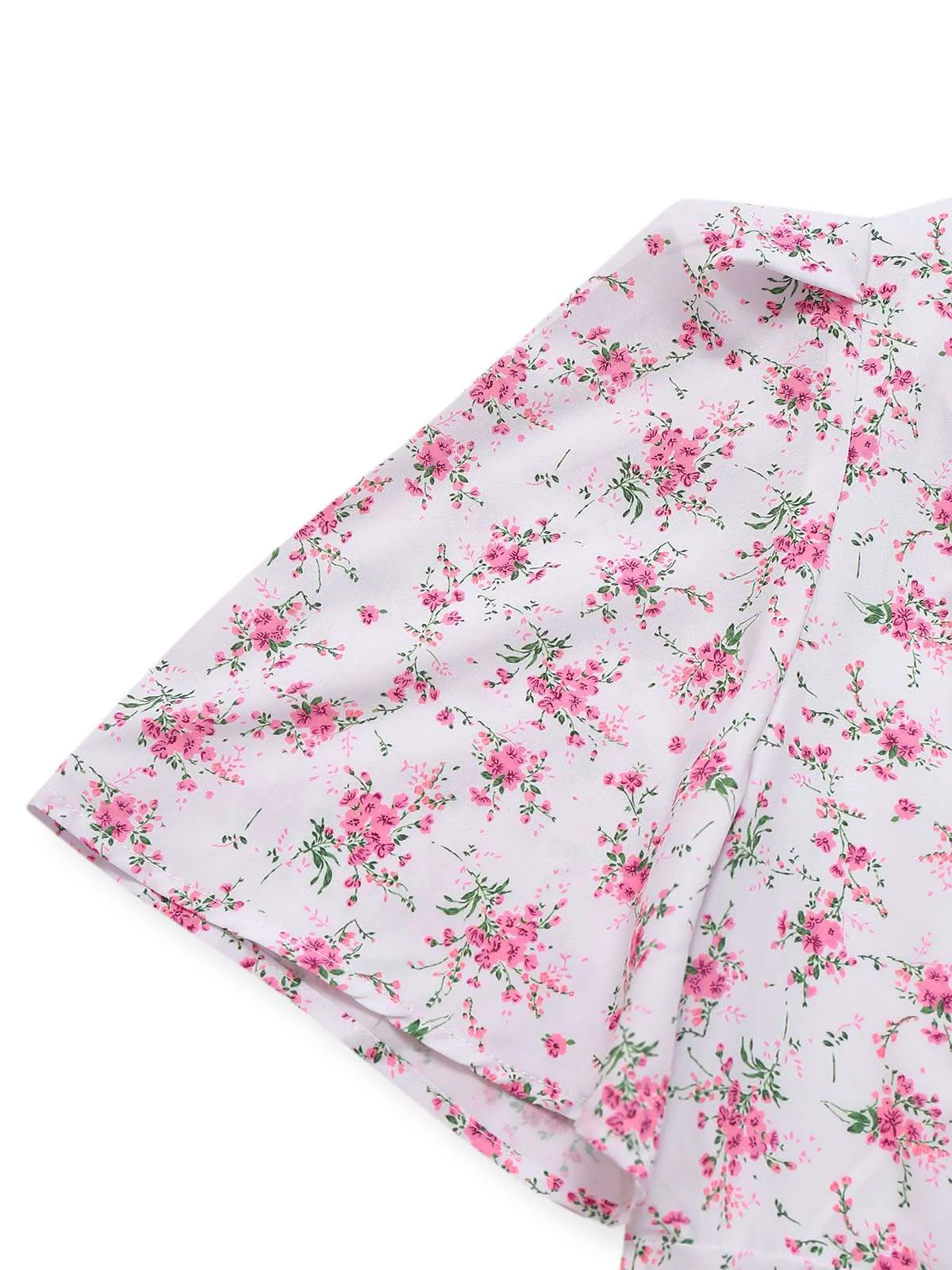 Lavender 1940s Ditsy Floral V-Neck Puff Sleeve Dress sold by Retro Stage product image thumbnail 4