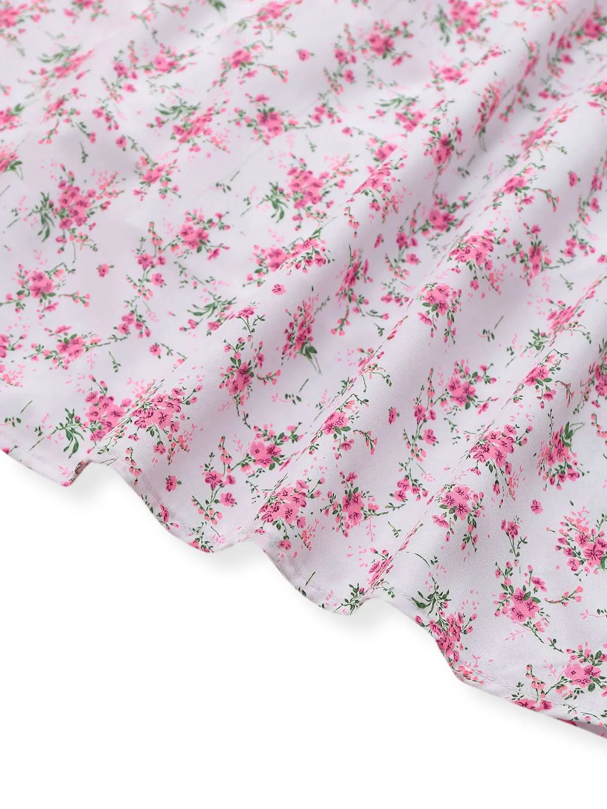 Lavender 1940s Ditsy Floral V-Neck Puff Sleeve Dress sold by Retro Stage product image thumbnail 5