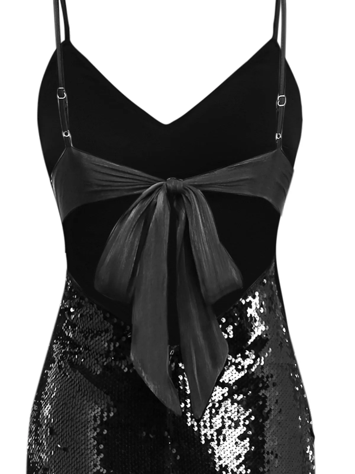Black 1930s Spaghetti Strap Tie Back Sequined Dress sold by Retro Stage product image thumbnail 3