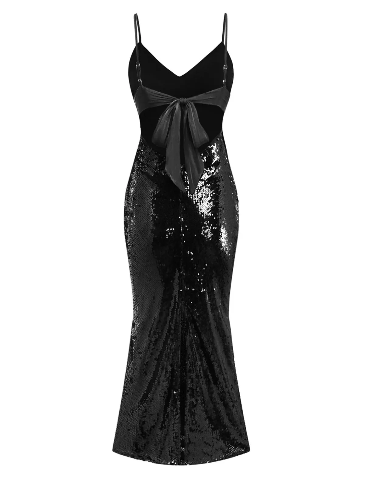 Black 1930s Spaghetti Strap Tie Back Sequined Dress sold by Retro Stage product image thumbnail 2