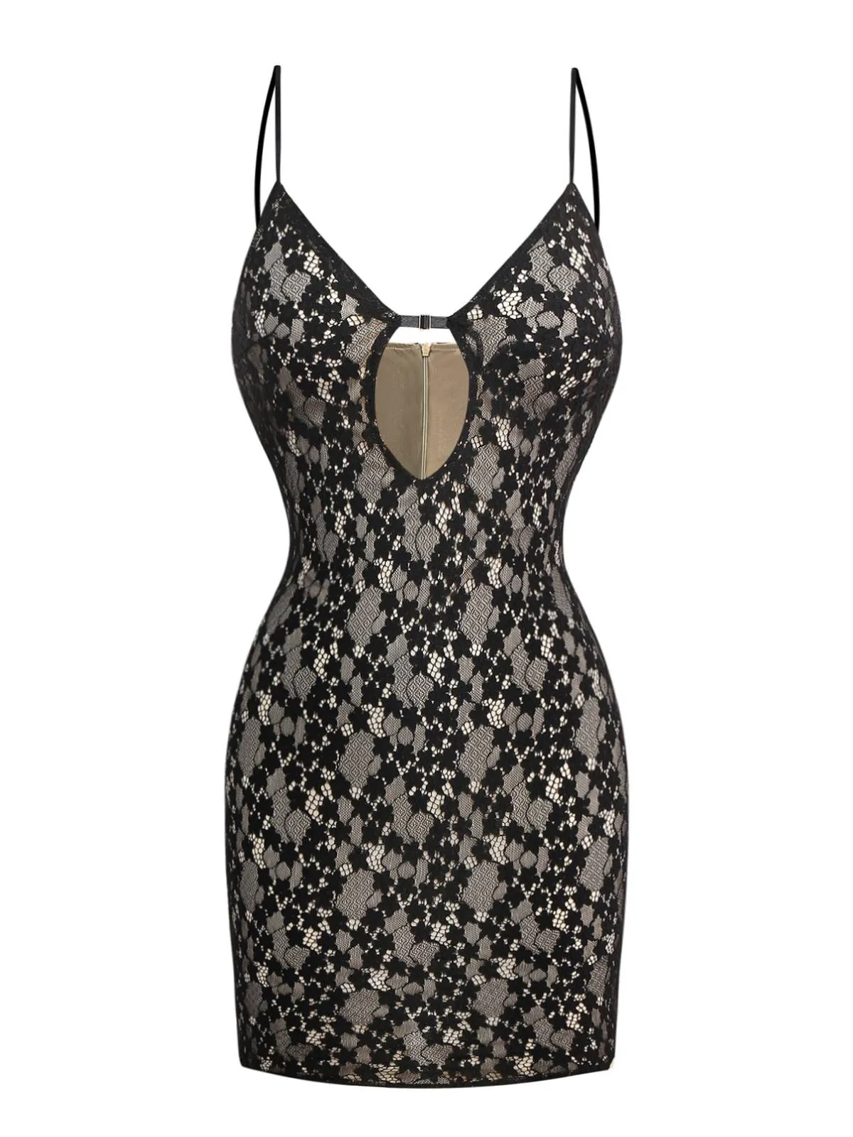 Black 1960s Hollow Floral Lace Bodycon Dress sold by Retro Stage