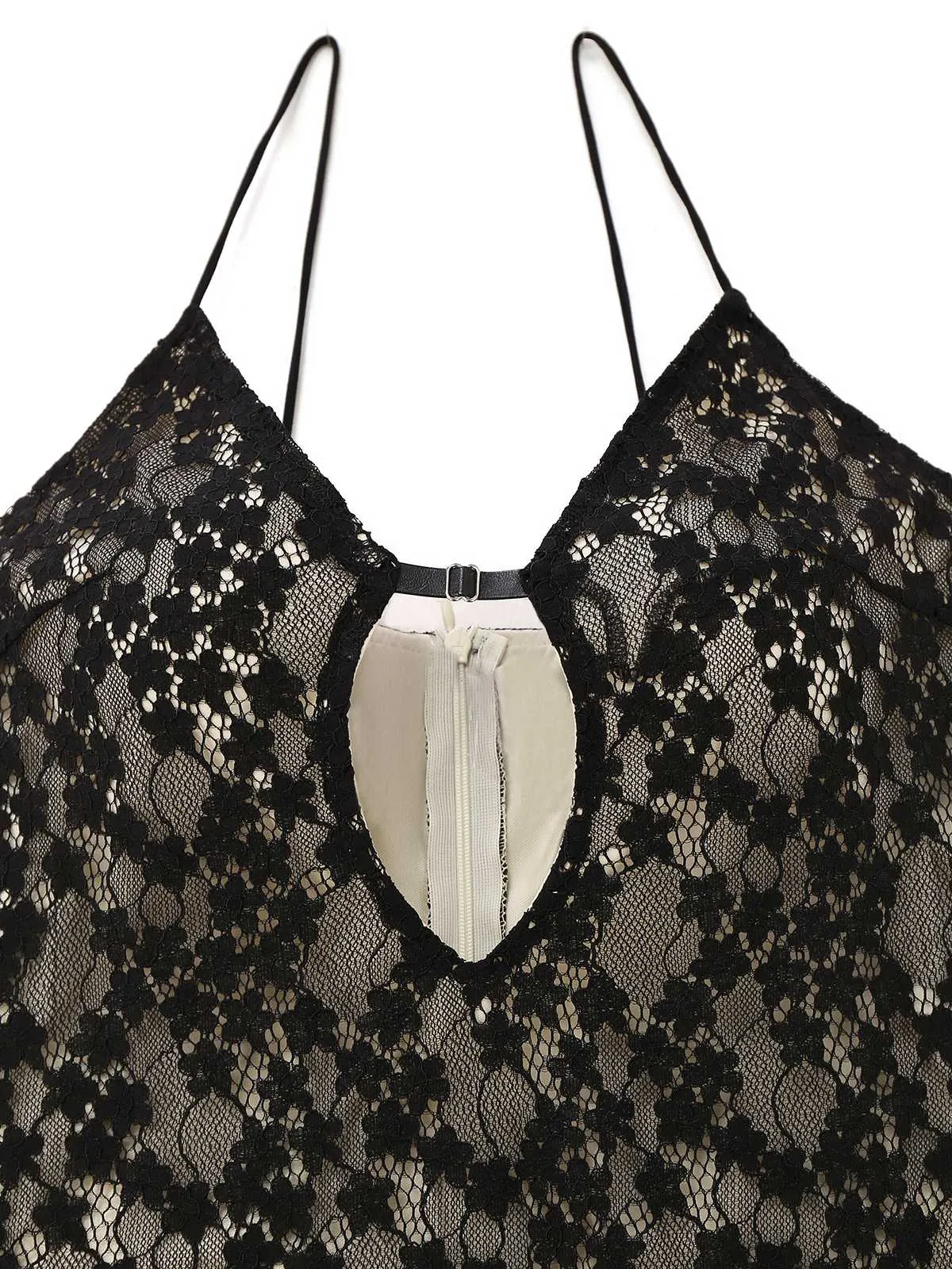 Black 1960s Hollow Floral Lace Bodycon Dress sold by Retro Stage product image thumbnail 3